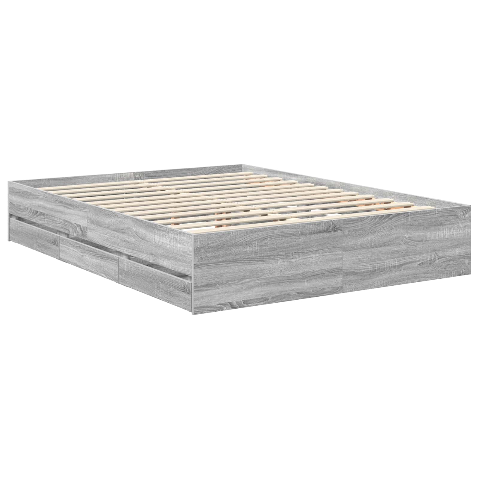 Bedframe met lade Grijs Sonoma 150 x 200 cm Ingenieurshout is nu te koop bij PeponiXL, paradijselijk wonen!