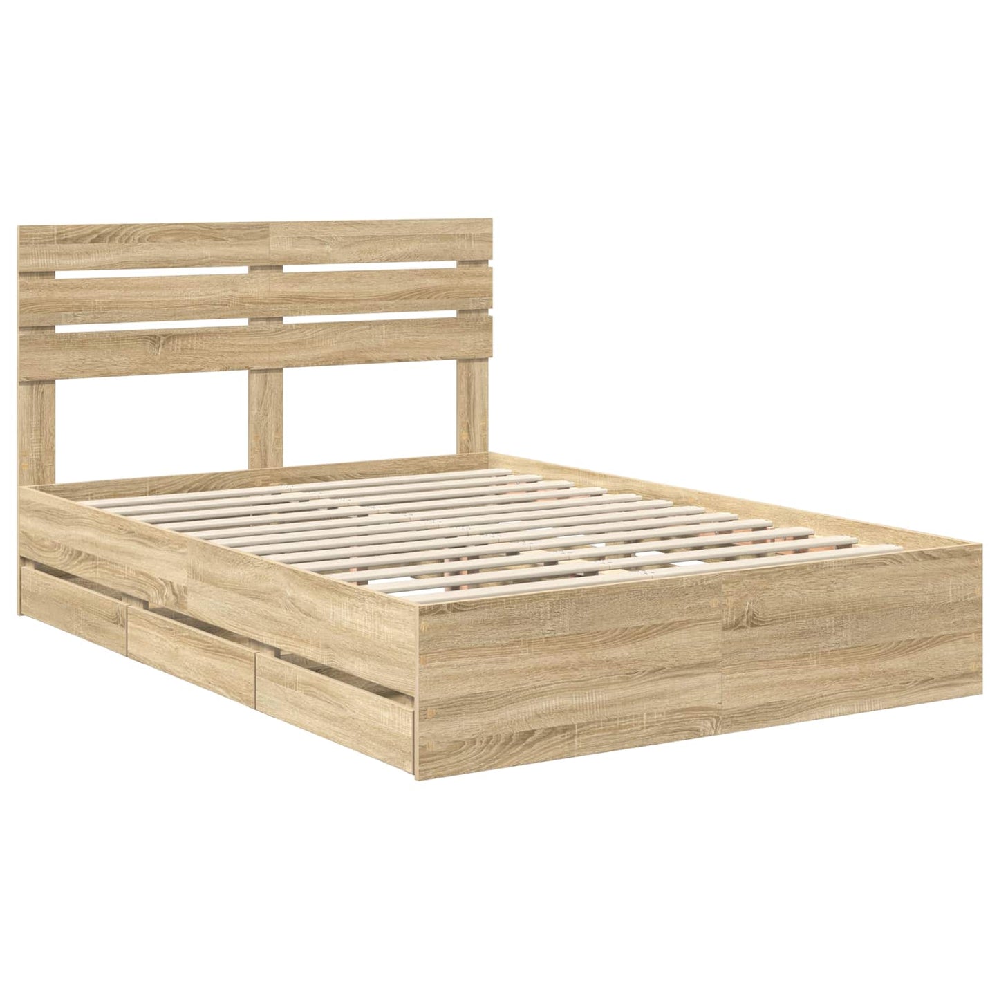 Bedframe met lade Sonoma Eiken 140 x 200 cm Ingenieurshout is nu te koop bij PeponiXL, paradijselijk wonen!