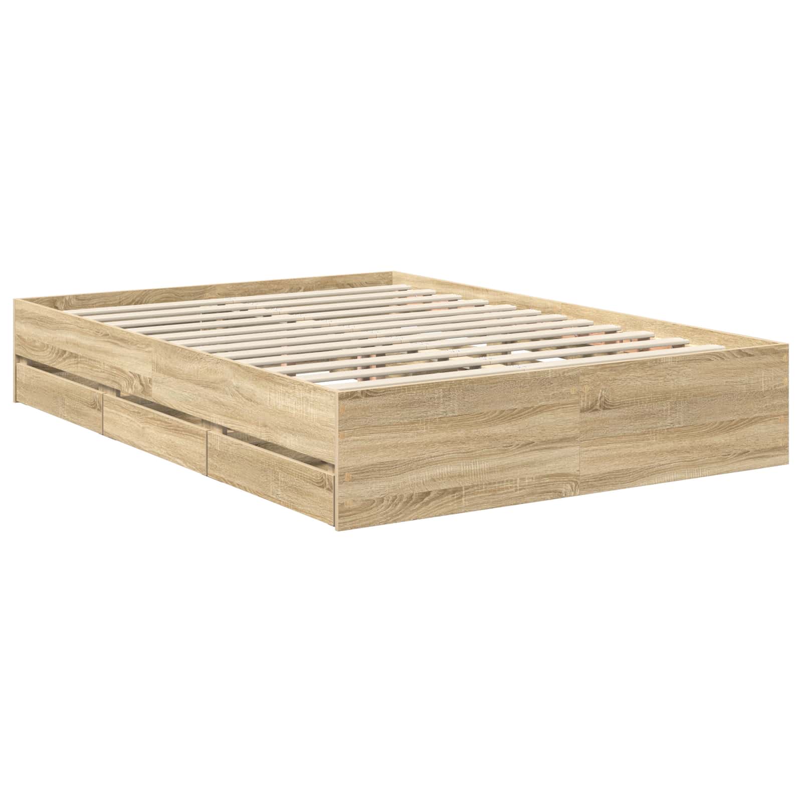 Bedframe met lade Sonoma Eiken 140 x 200 cm Ingenieurshout is nu te koop bij PeponiXL, paradijselijk wonen!