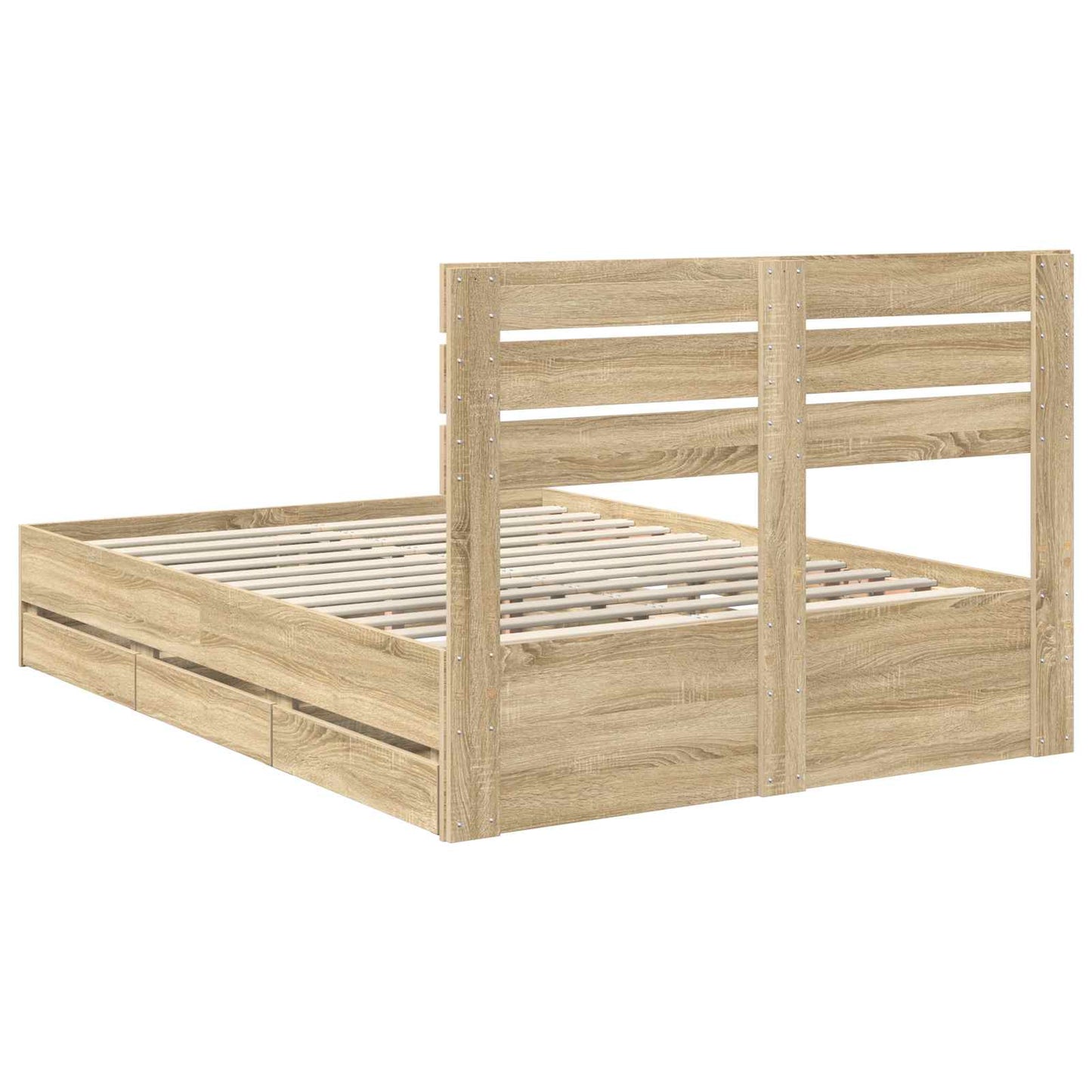 Bedframe met lade Sonoma Eiken 140 x 200 cm Ingenieurshout is nu te koop bij PeponiXL, paradijselijk wonen!