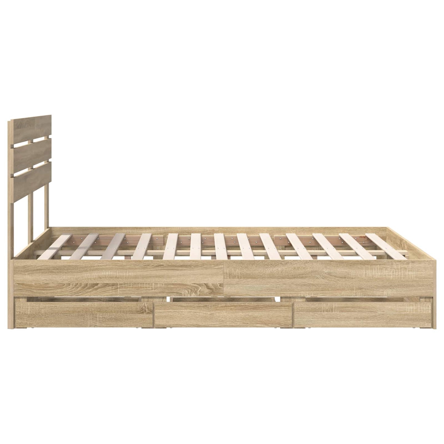Bedframe met lade Sonoma Eiken 140 x 200 cm Ingenieurshout is nu te koop bij PeponiXL, paradijselijk wonen!