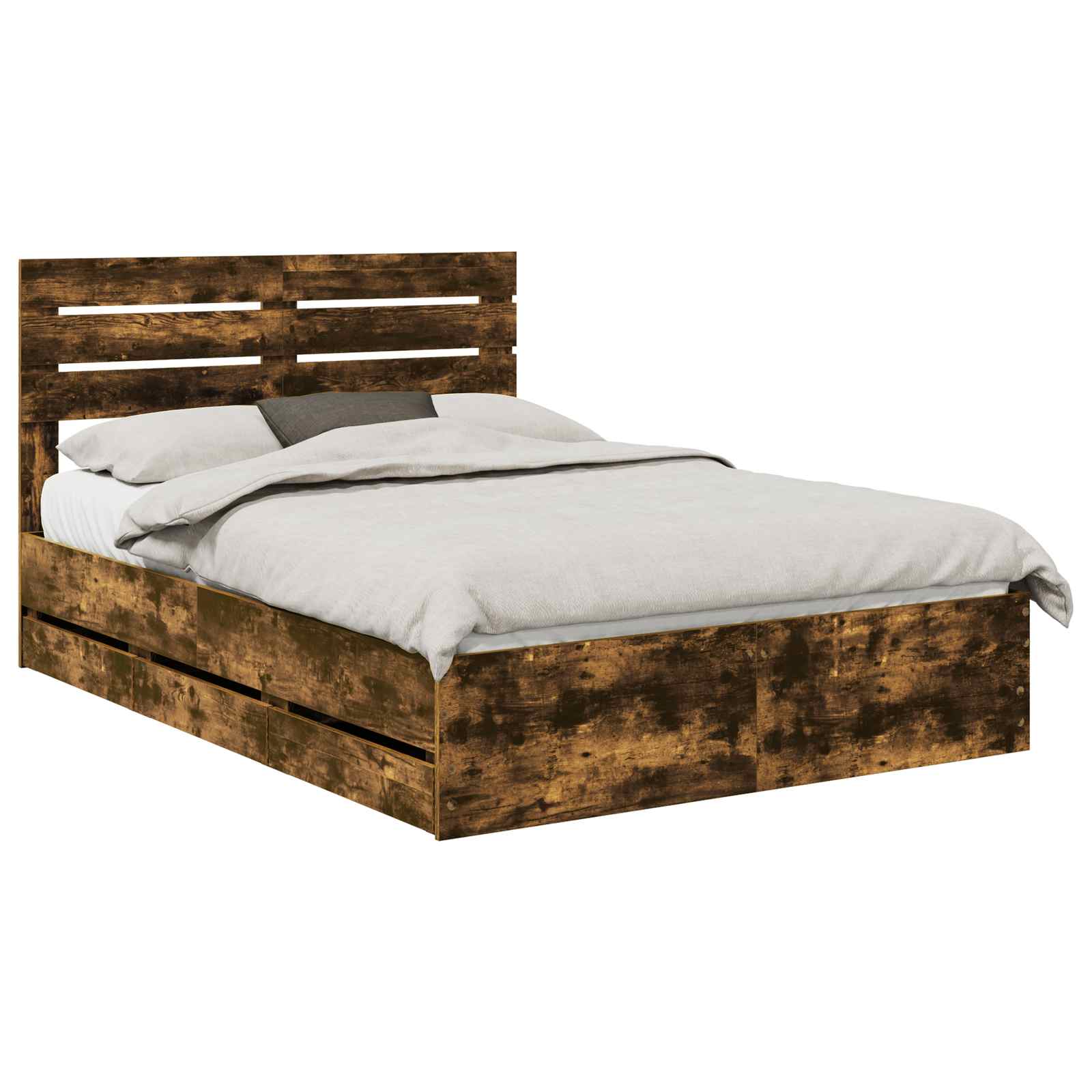 Bedframe met lade Gerookt eiken 140 x 200 cm Ingenieurshout is nu te koop bij PeponiXL, paradijselijk wonen!