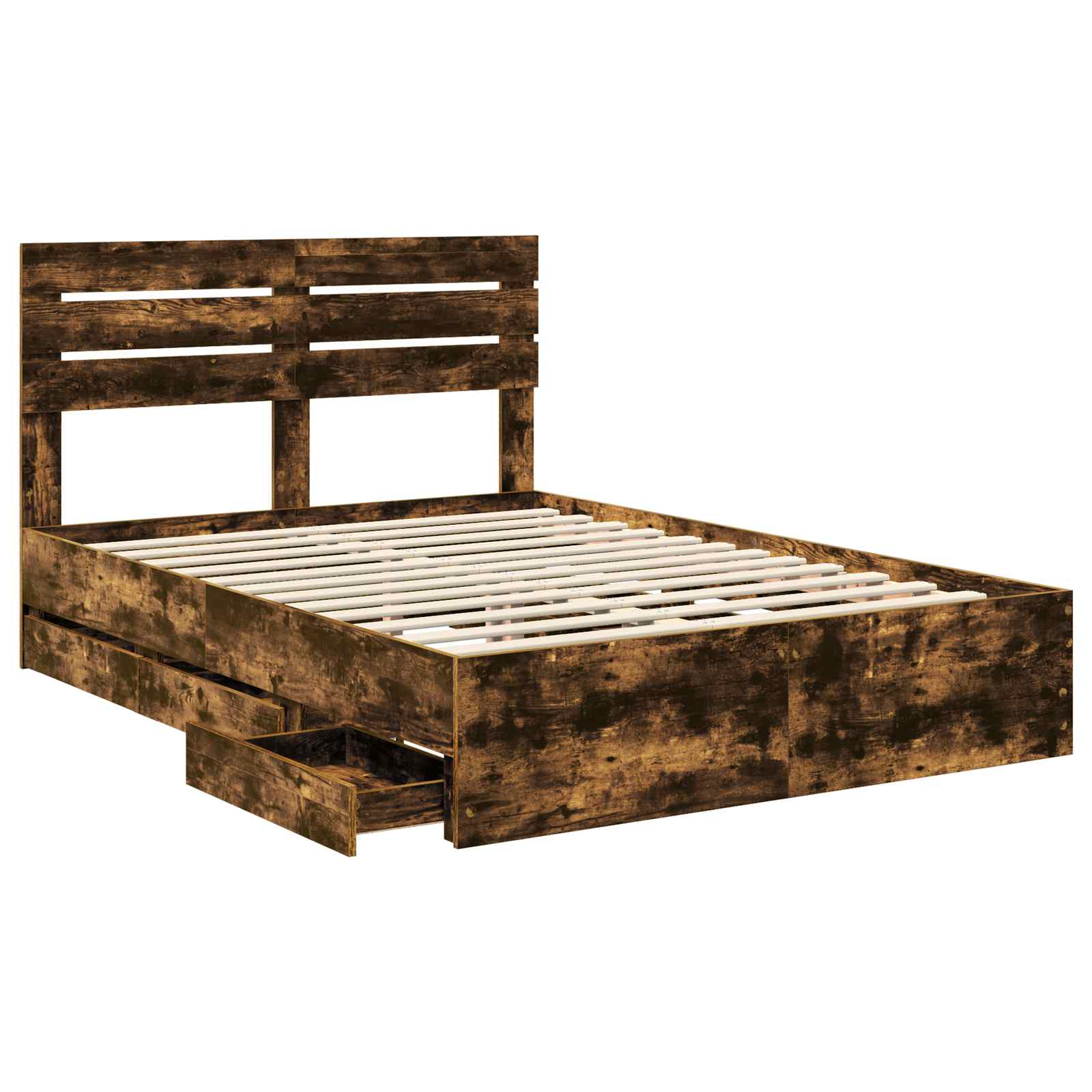 Bedframe met lade Gerookt eiken 140 x 200 cm Ingenieurshout is nu te koop bij PeponiXL, paradijselijk wonen!