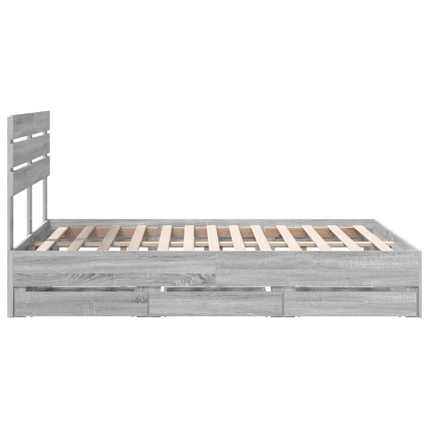 Bedframe met lade Grijs Sonoma 140 x 200 cm Ingenieurshout is nu te koop bij PeponiXL, paradijselijk wonen!