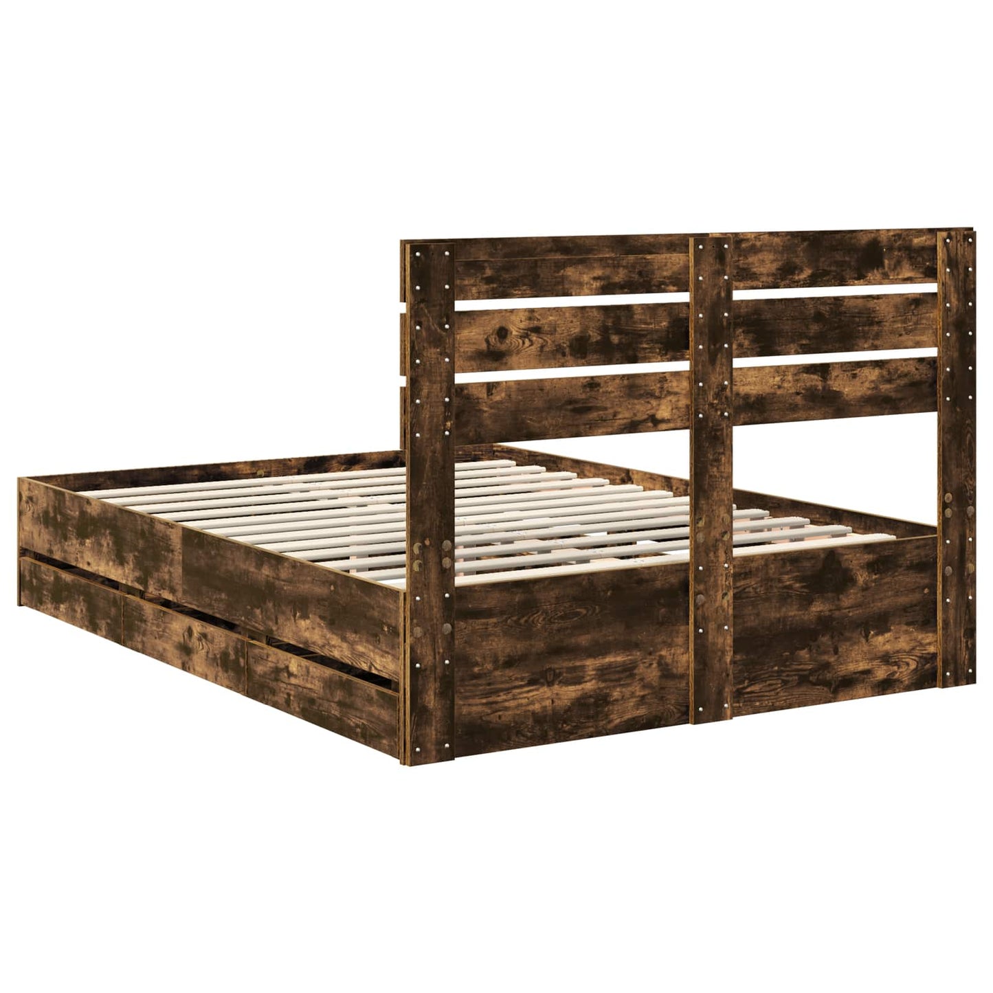 Bedframe met lade Gerookt eiken 140 x 190 cm Ingenieurshout is nu te koop bij PeponiXL, paradijselijk wonen!