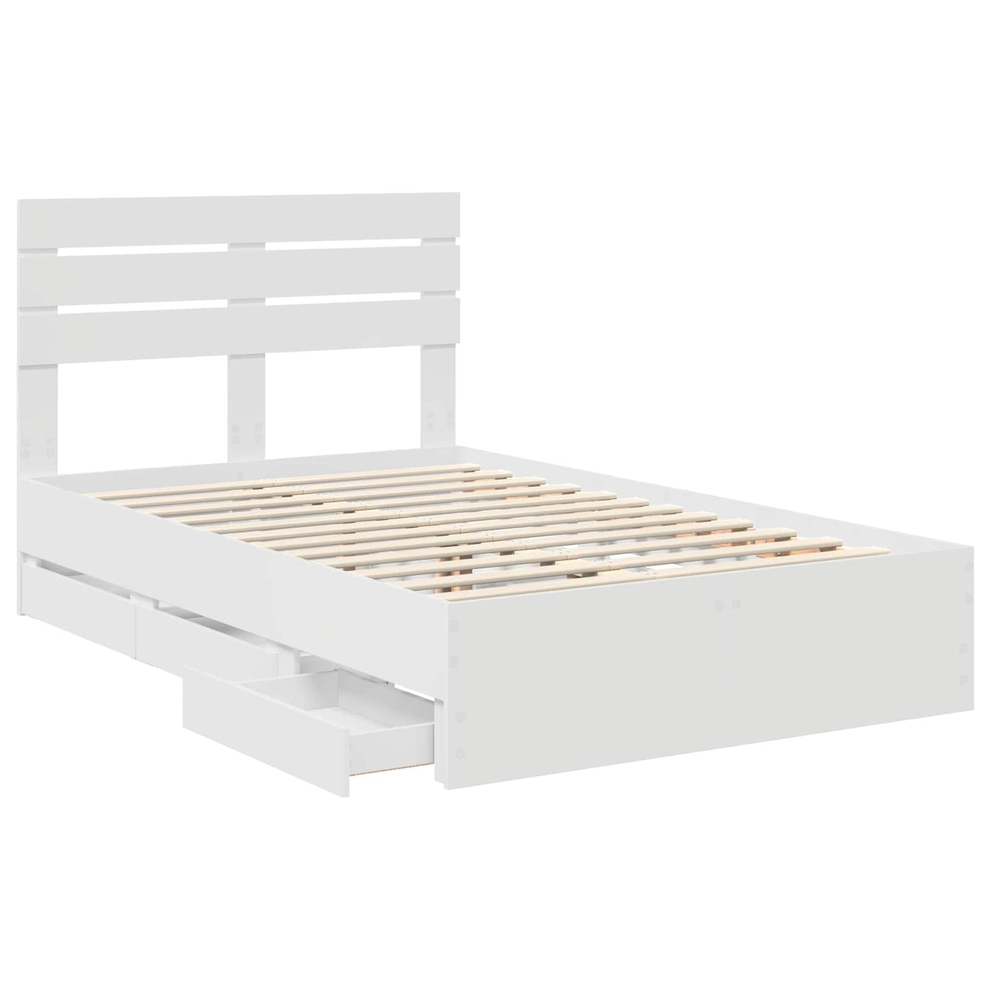 Bedframe met lade met opslag Wit 135 x 190 cm Ingenieurshout