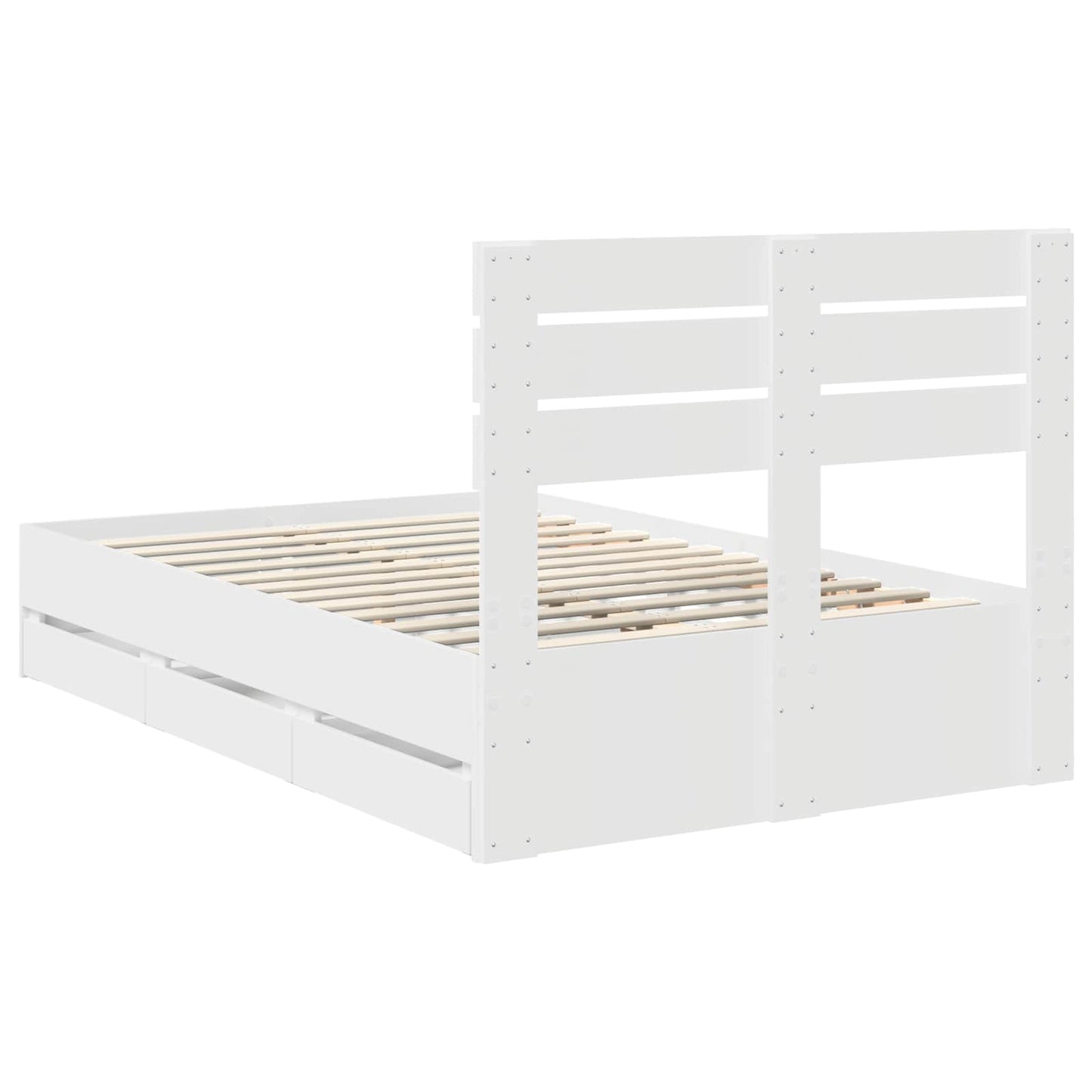 Bedframe met lade met opslag Wit 135 x 190 cm Ingenieurshout