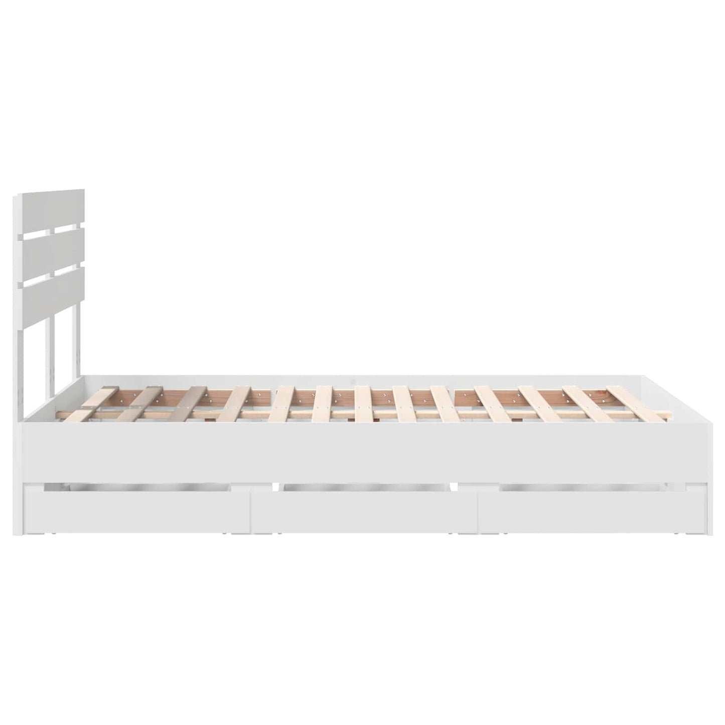 Bedframe met lade met opslag Wit 135 x 190 cm Ingenieurshout