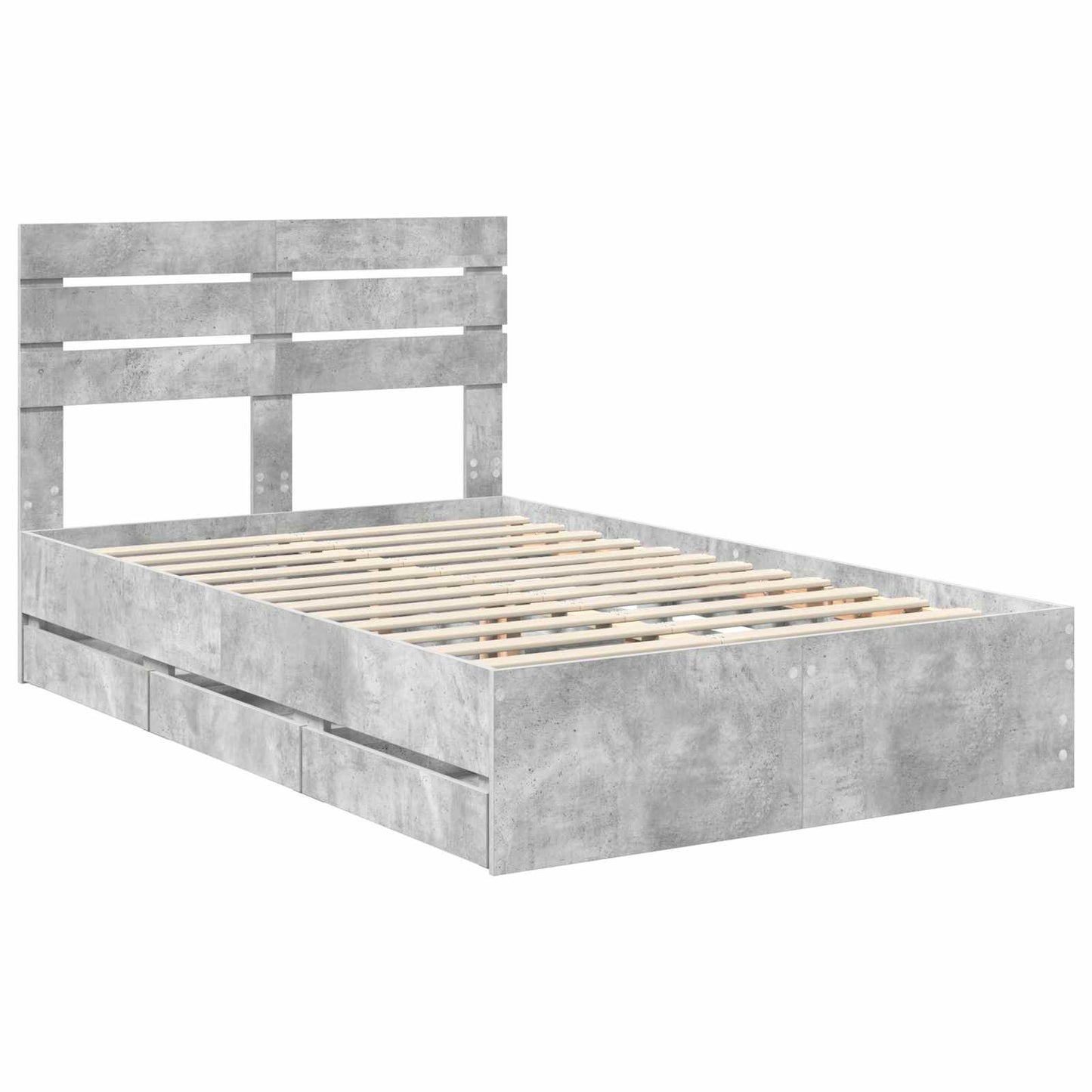 Bedframe met lade Beton Grijs 135 x 190 cm Ingenieurshout is nu te koop bij PeponiXL, paradijselijk wonen!