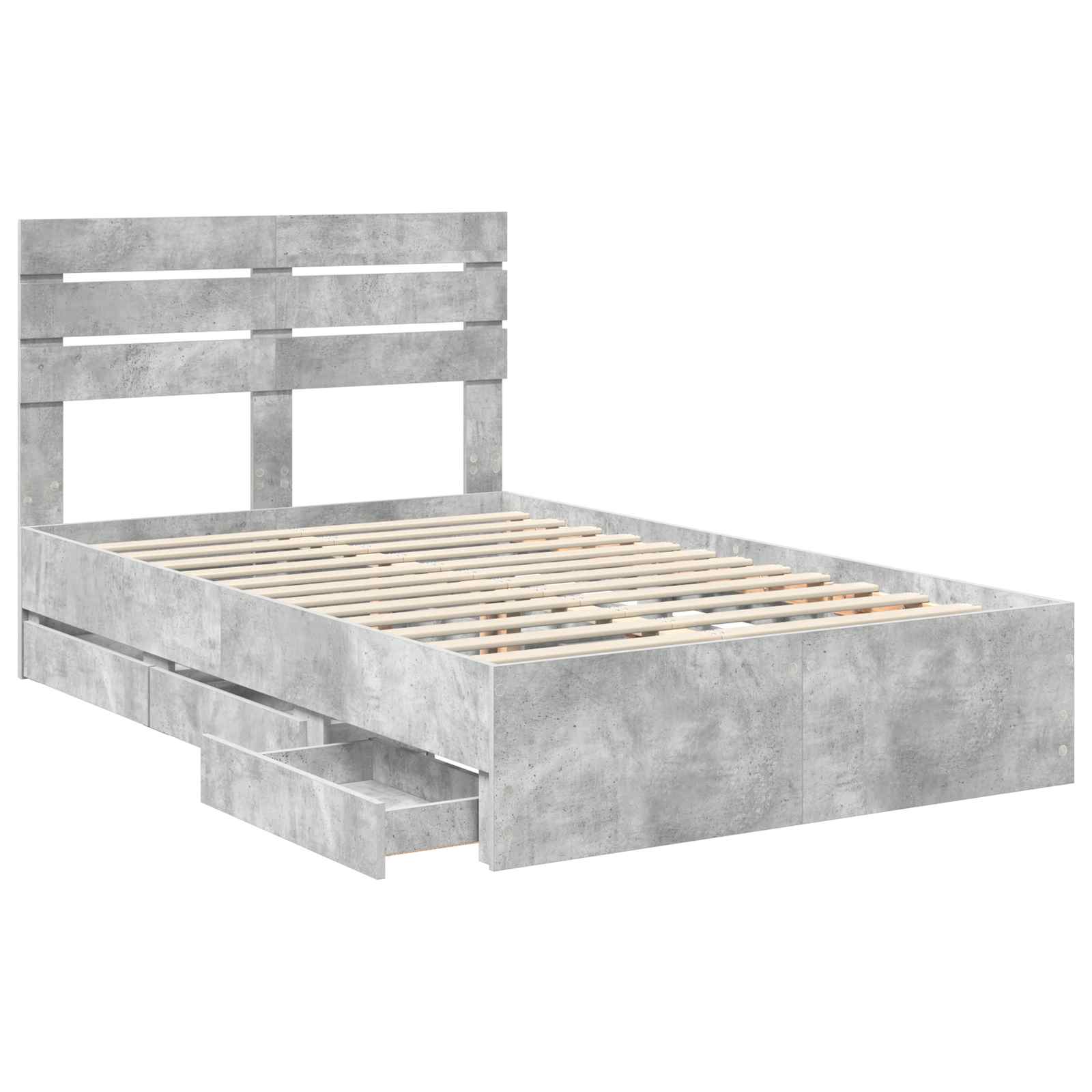 Bedframe met lade Beton Grijs 135 x 190 cm Ingenieurshout is nu te koop bij PeponiXL, paradijselijk wonen!