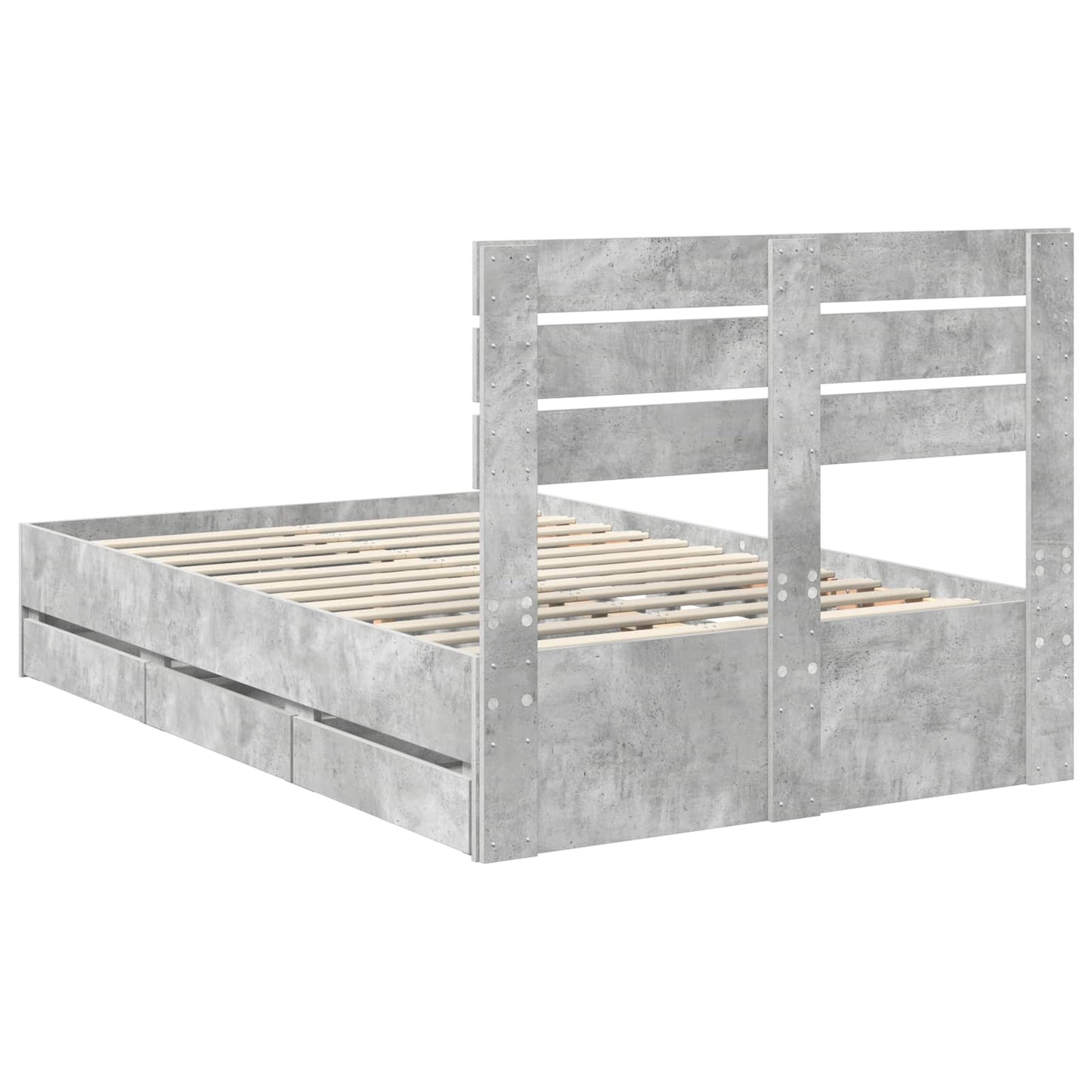 Bedframe met lade Beton Grijs 135 x 190 cm Ingenieurshout is nu te koop bij PeponiXL, paradijselijk wonen!