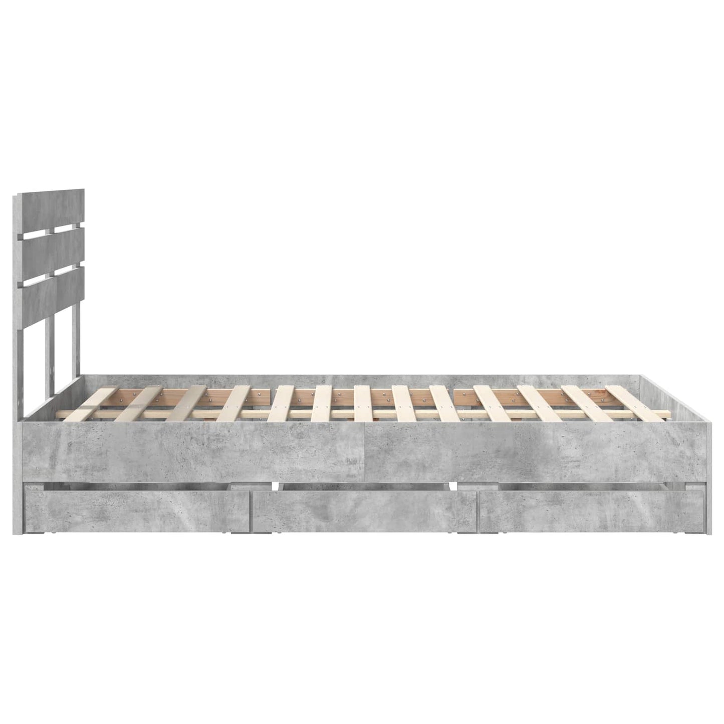 Bedframe met lade Beton Grijs 135 x 190 cm Ingenieurshout is nu te koop bij PeponiXL, paradijselijk wonen!