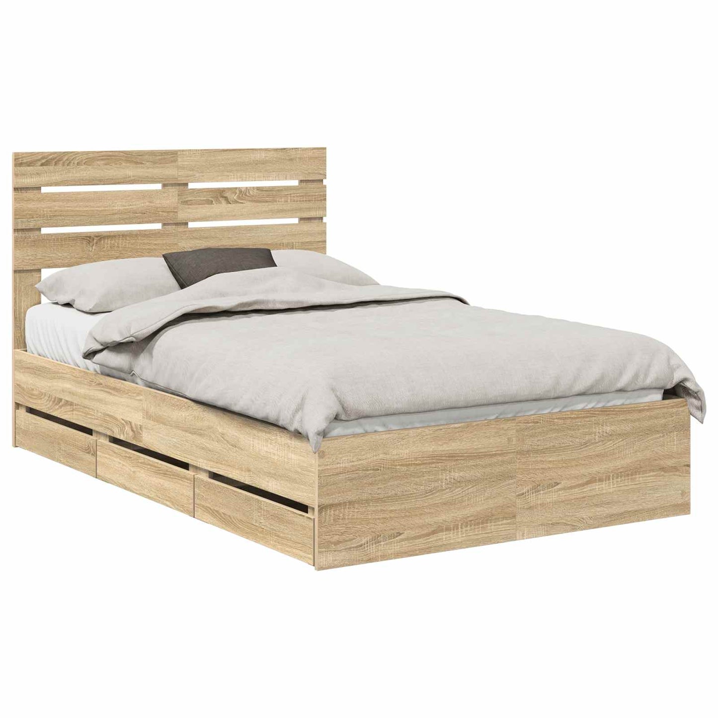 Bedframe met lade Sonoma Eiken 120 x 200 cm Ingenieurshout is nu te koop bij PeponiXL, paradijselijk wonen!