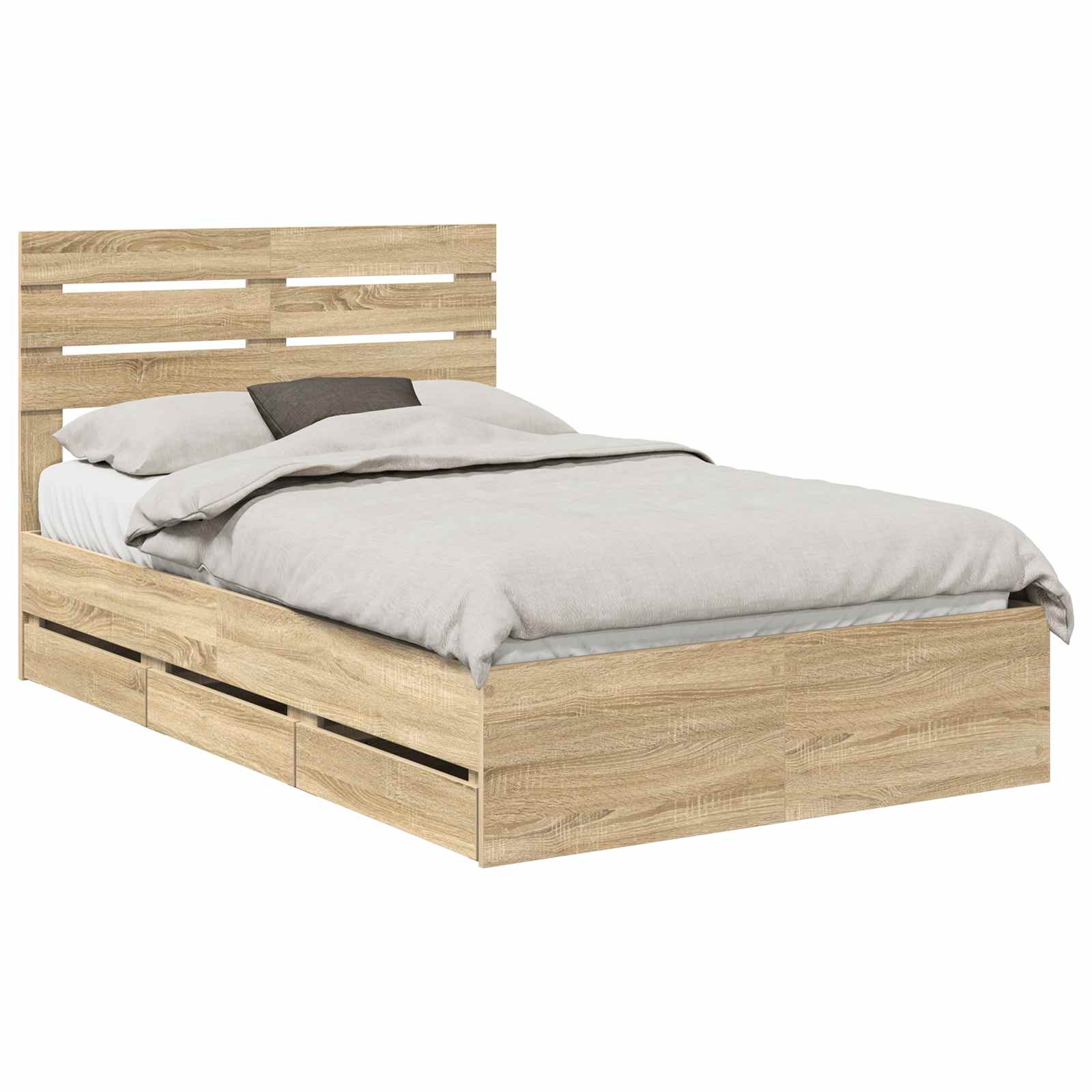 Bedframe met lade Sonoma Eiken 120 x 200 cm Ingenieurshout is nu te koop bij PeponiXL, paradijselijk wonen!
