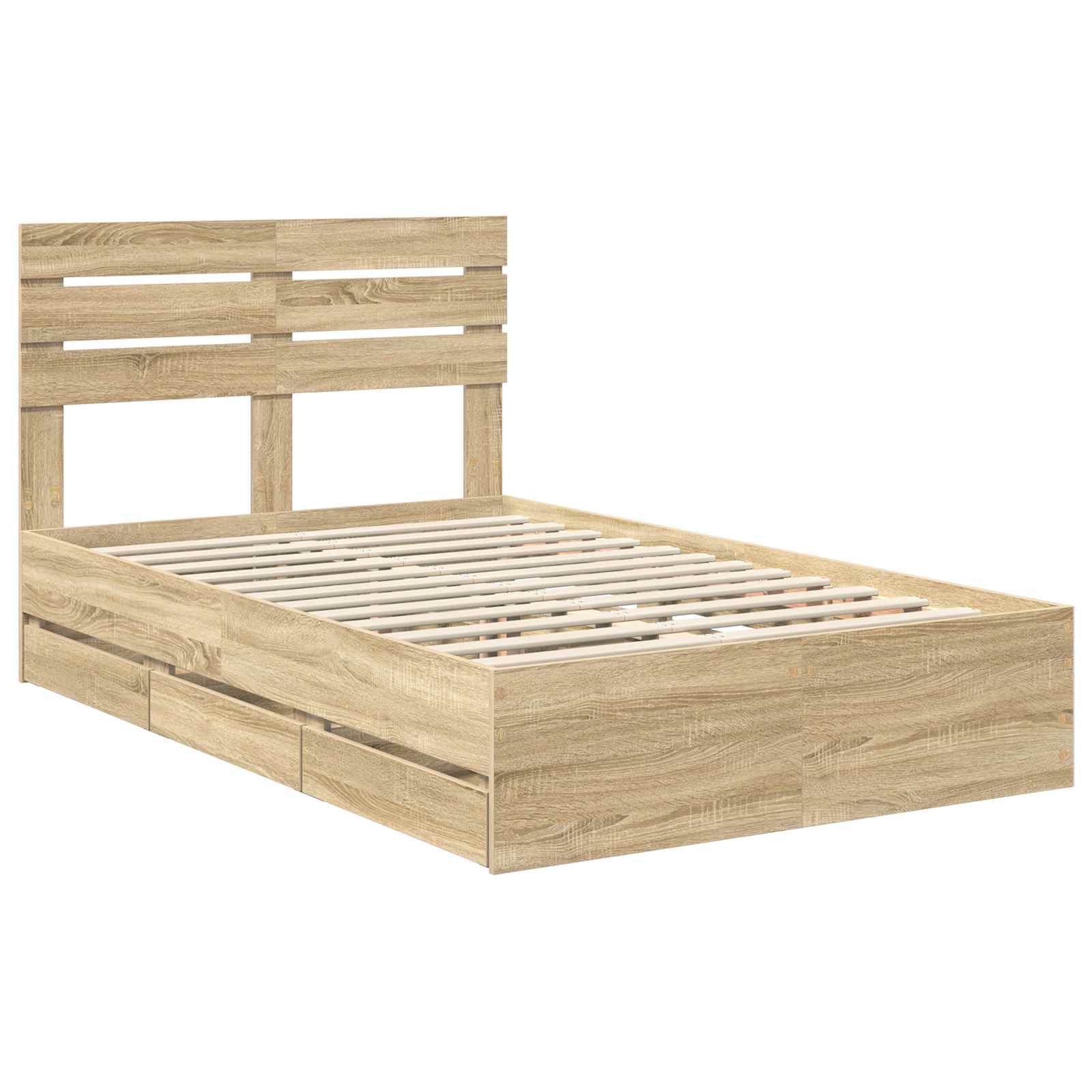 Bedframe met lade Sonoma Eiken 120 x 200 cm Ingenieurshout is nu te koop bij PeponiXL, paradijselijk wonen!