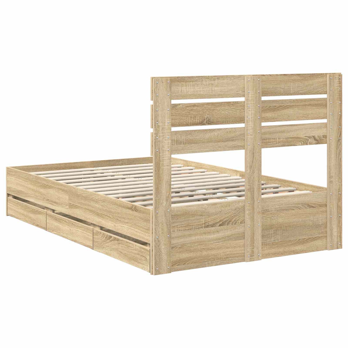 Bedframe met lade Sonoma Eiken 120 x 200 cm Ingenieurshout is nu te koop bij PeponiXL, paradijselijk wonen!