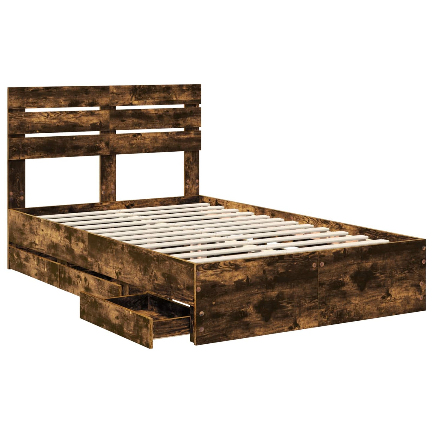 Bedframe met lade Gerookt eiken 120 x 200 cm Ingenieurshout is nu te koop bij PeponiXL, paradijselijk wonen!