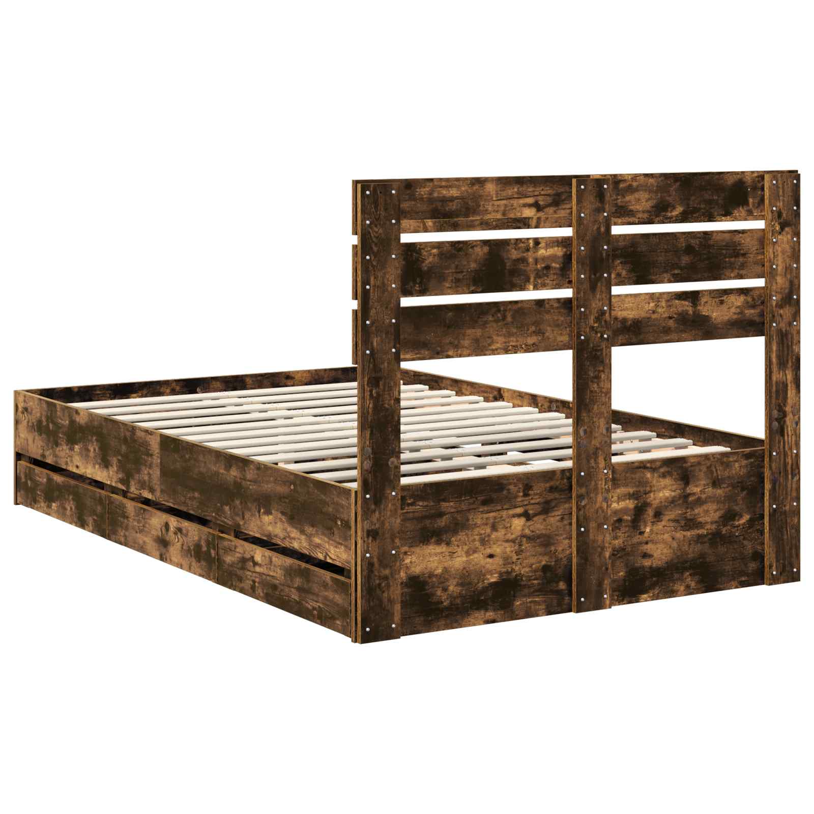Bedframe met lade Gerookt eiken 120 x 200 cm Ingenieurshout is nu te koop bij PeponiXL, paradijselijk wonen!