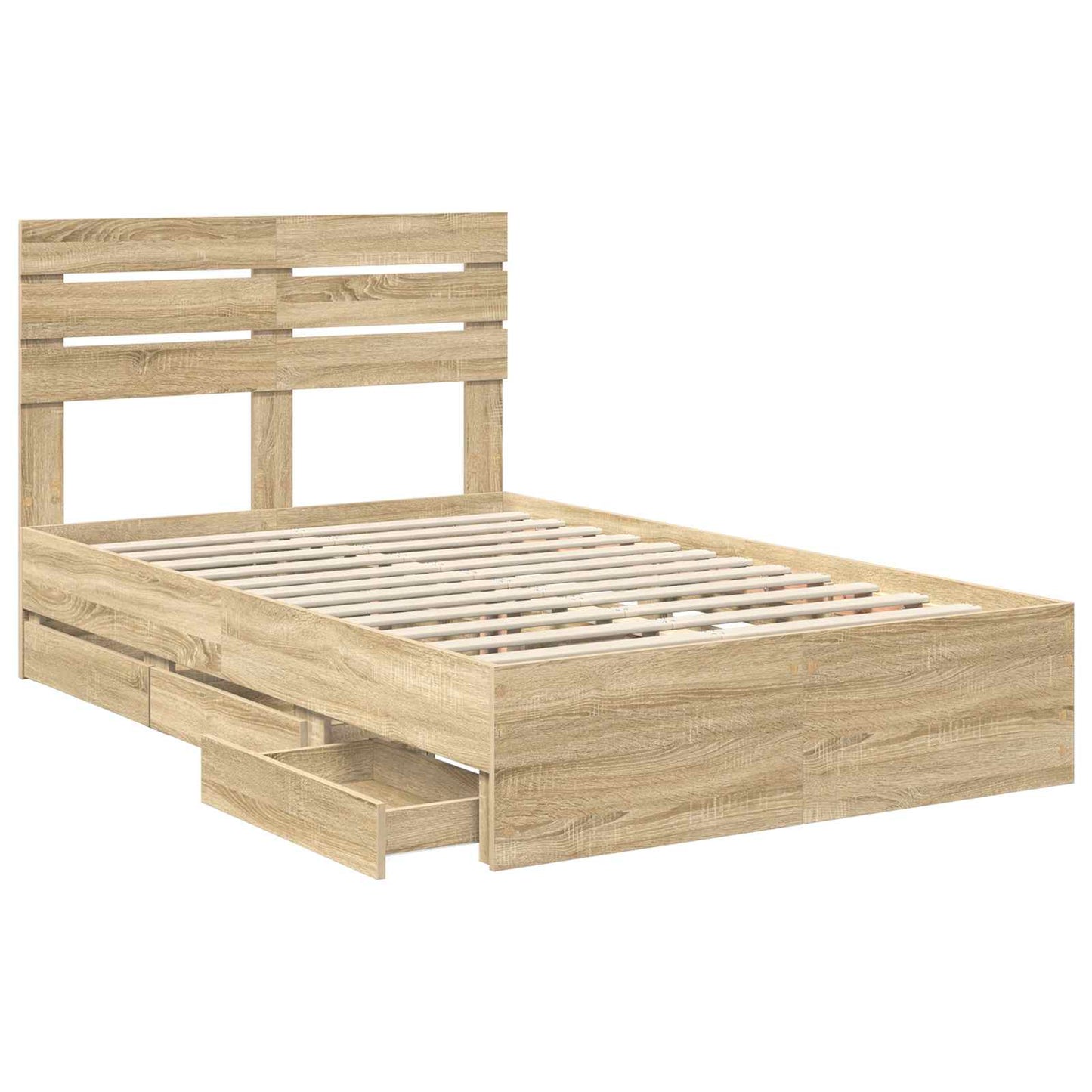 Bedframe met lade Sonoma Eiken 120 x 190 cm Ingenieurshout is nu te koop bij PeponiXL, paradijselijk wonen!