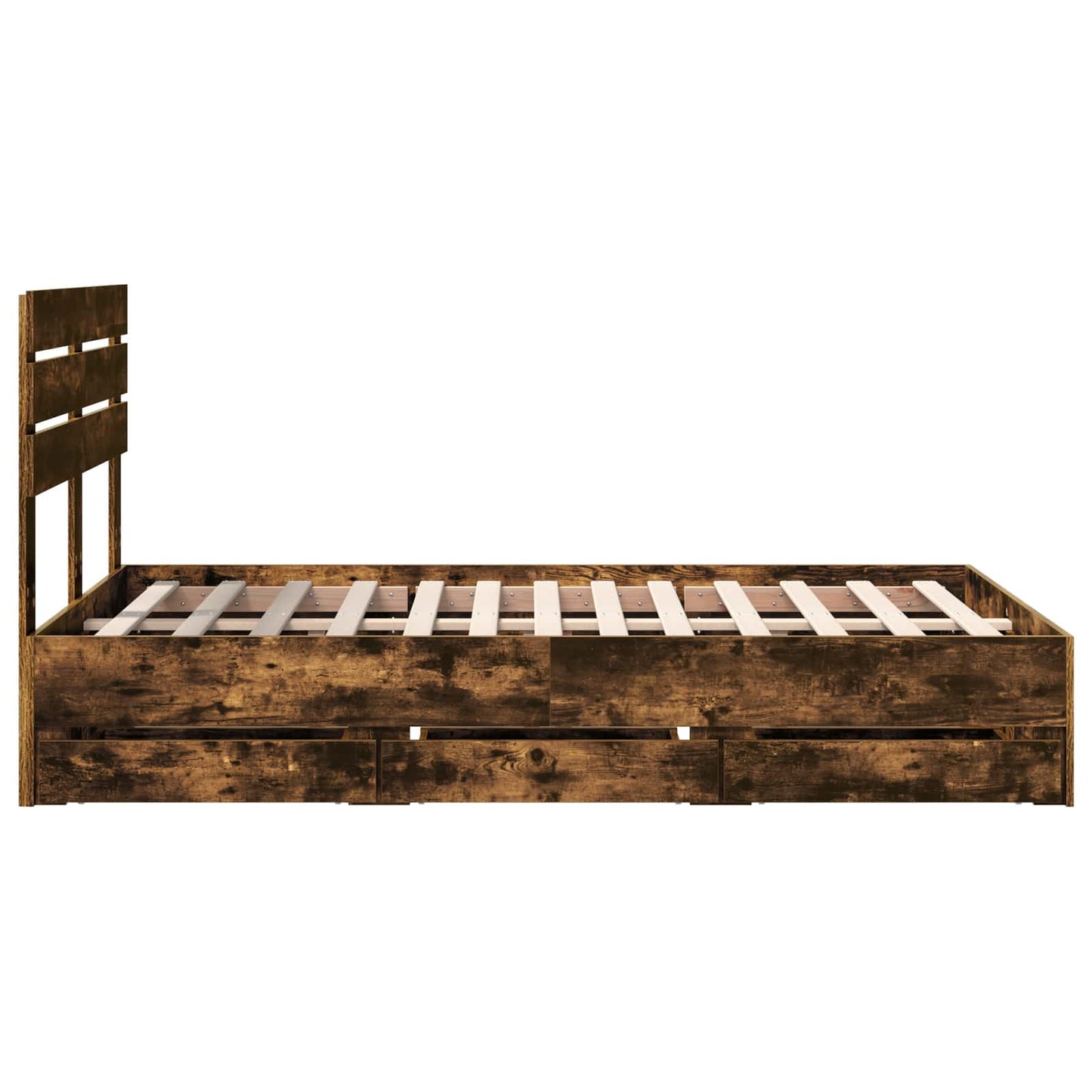 Bedframe met lade Gerookt eiken 120 x 190 cm Ingenieurshout is nu te koop bij PeponiXL, paradijselijk wonen!