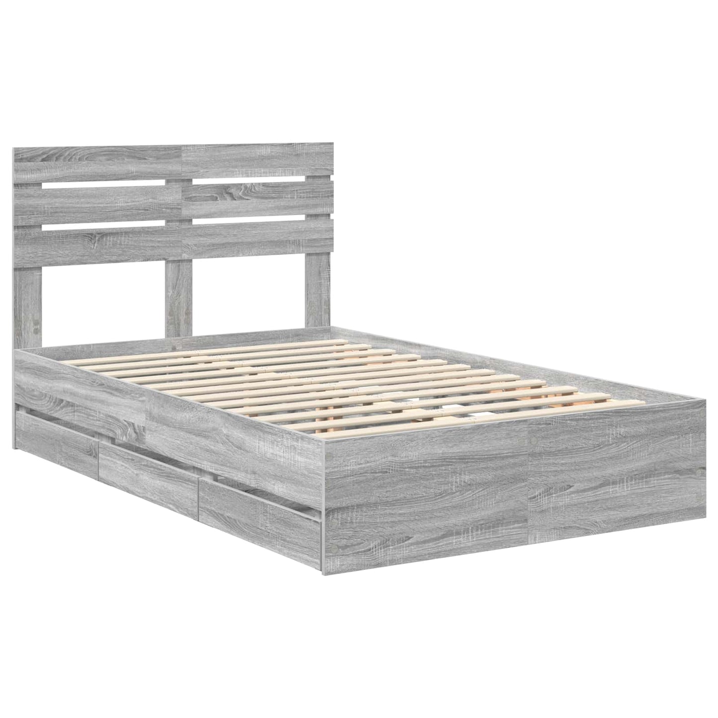 Bedframe met lade Grijs Sonoma 120 x 190 cm Ingenieurshout is nu te koop bij PeponiXL, paradijselijk wonen!