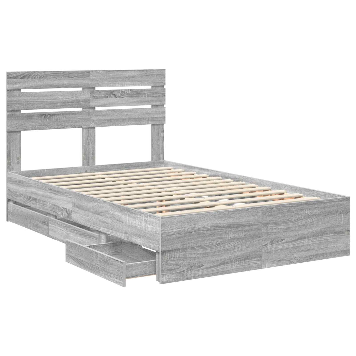 Bedframe met lade Grijs Sonoma 120 x 190 cm Ingenieurshout is nu te koop bij PeponiXL, paradijselijk wonen!