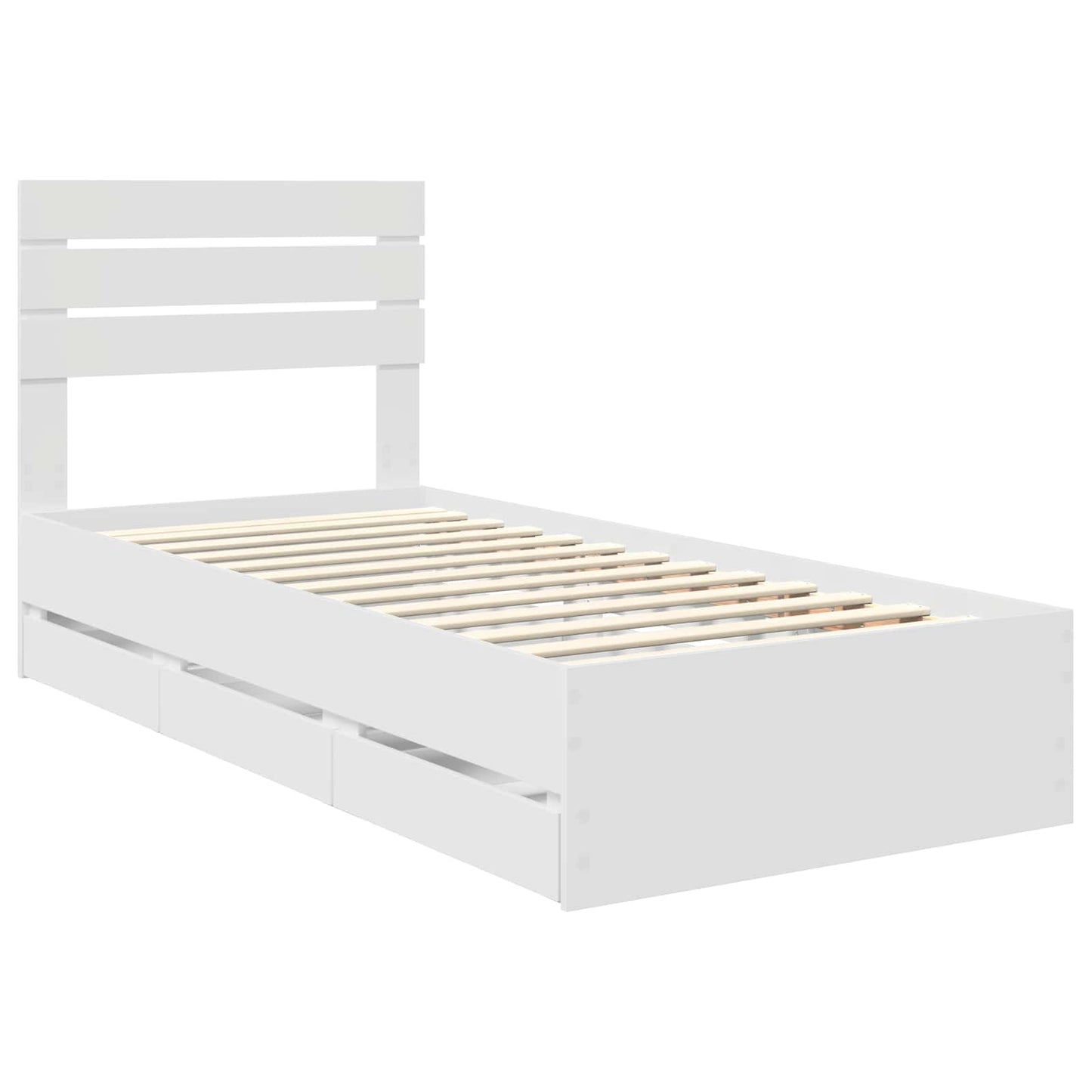 Bedframe met lade met opslag Wit 100 x 200 cm Ingenieurshout is nu te koop bij PeponiXL, paradijselijk wonen!