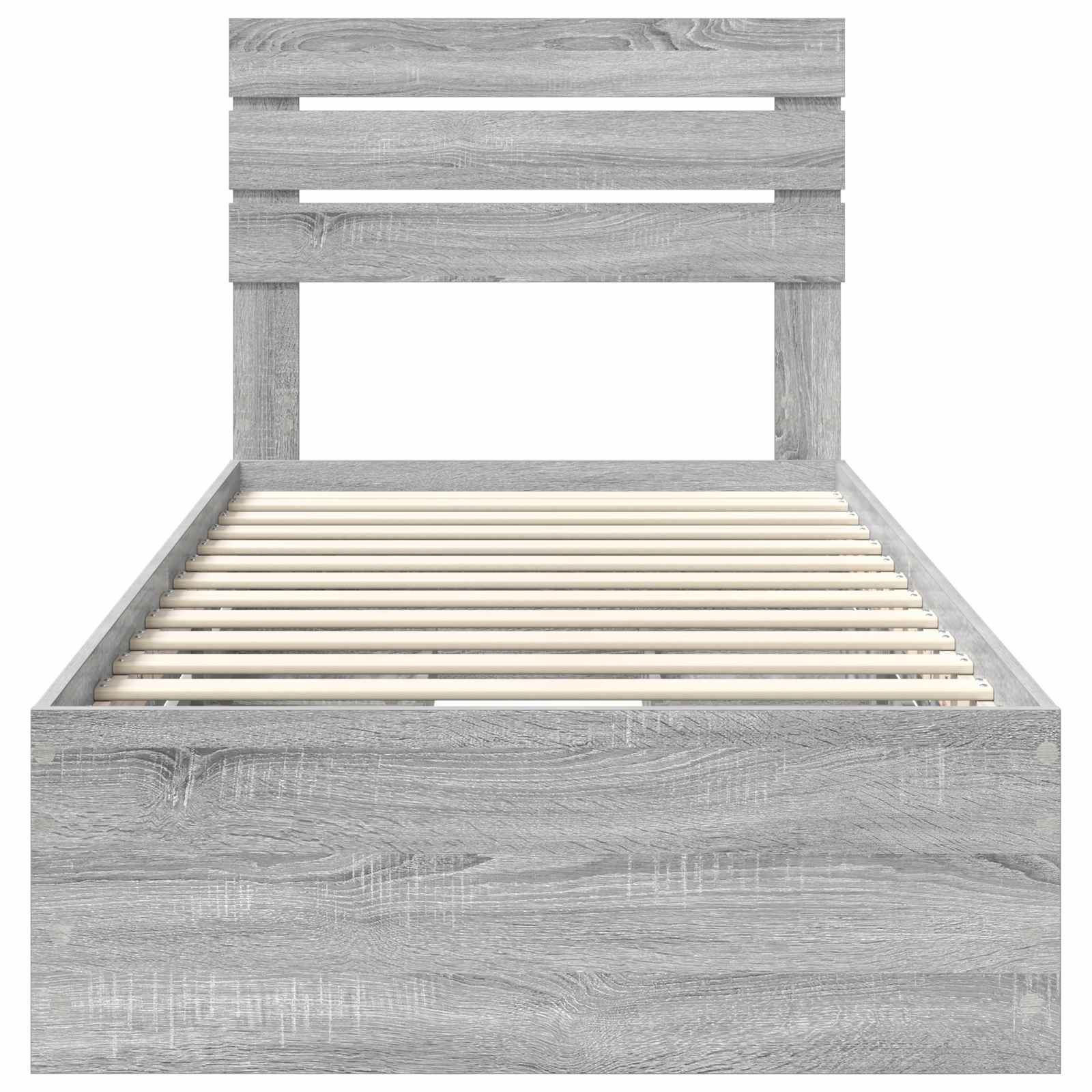 Bedframe met lade Grijs Sonoma 100 x 200 cm Ingenieurshout is nu te koop bij PeponiXL, paradijselijk wonen!