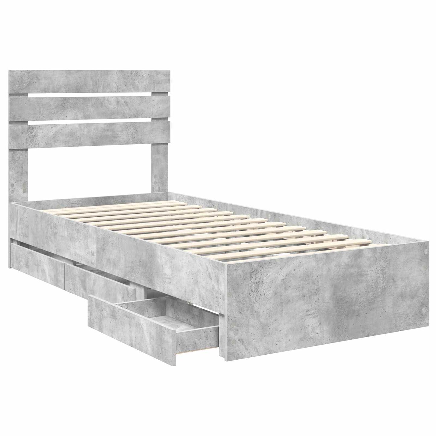 Bedframe met lade Beton Grijs 90 x 200 cm Ingenieurshout is nu te koop bij PeponiXL, paradijselijk wonen!