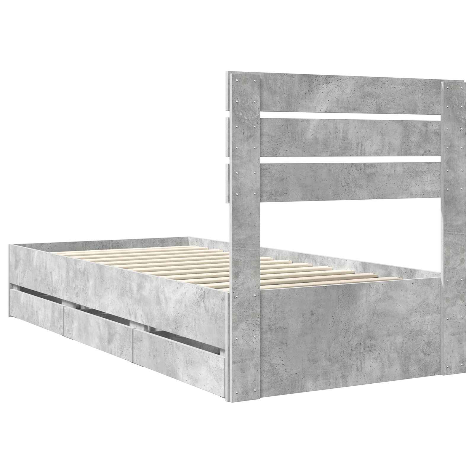 Bedframe met lade Beton Grijs 90 x 200 cm Ingenieurshout is nu te koop bij PeponiXL, paradijselijk wonen!