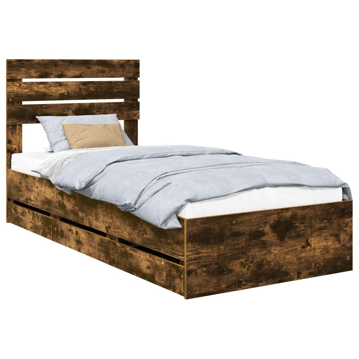 Bedframe met lade Gerookt eiken 90 x 200 cm Ingenieurshout is nu te koop bij PeponiXL, paradijselijk wonen!