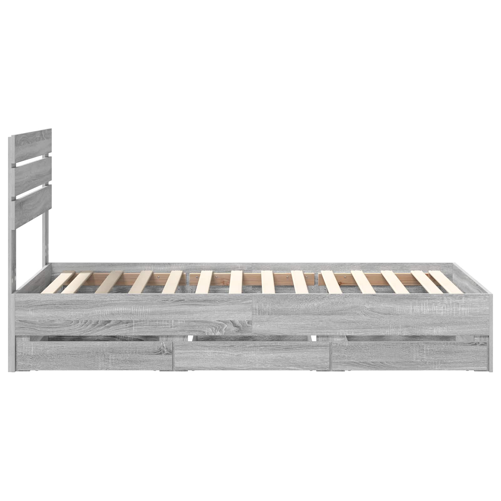 Bedframe met lade Grijs Sonoma 90 x 200 cm Ingenieurshout is nu te koop bij PeponiXL, paradijselijk wonen!