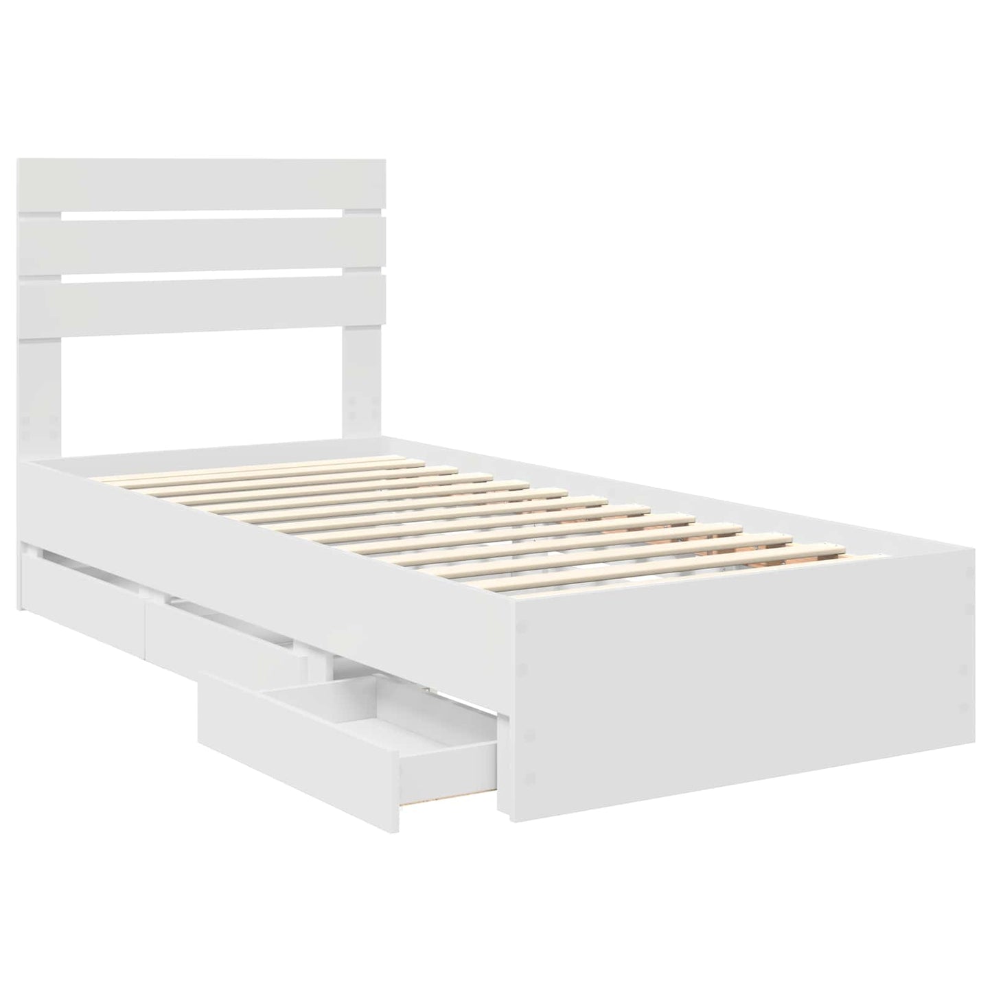 Bedframe met lade met hoofdeinde Wit 90 x 190 cm Ingenieurshout is nu te koop bij PeponiXL, paradijselijk wonen!