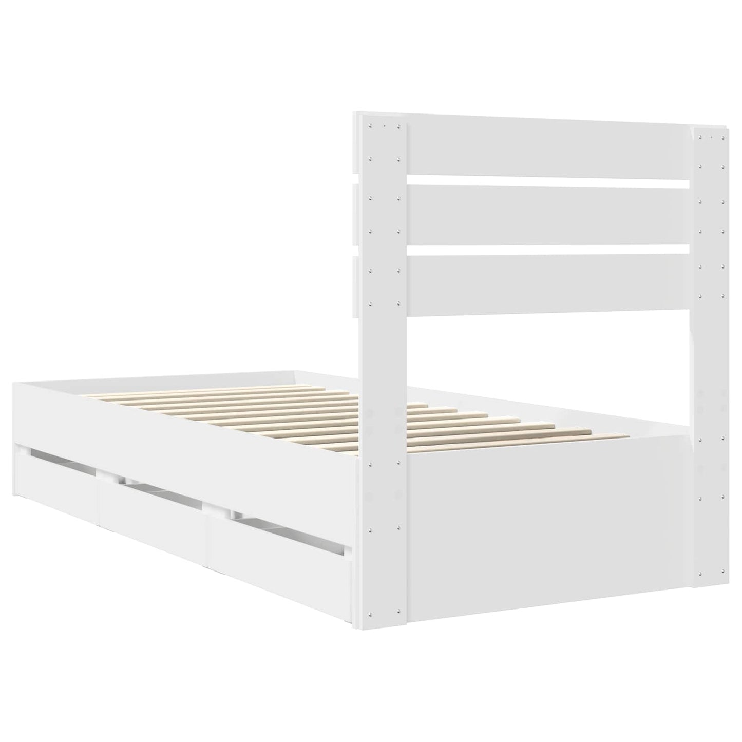 Bedframe met lade met hoofdeinde Wit 90 x 190 cm Ingenieurshout is nu te koop bij PeponiXL, paradijselijk wonen!