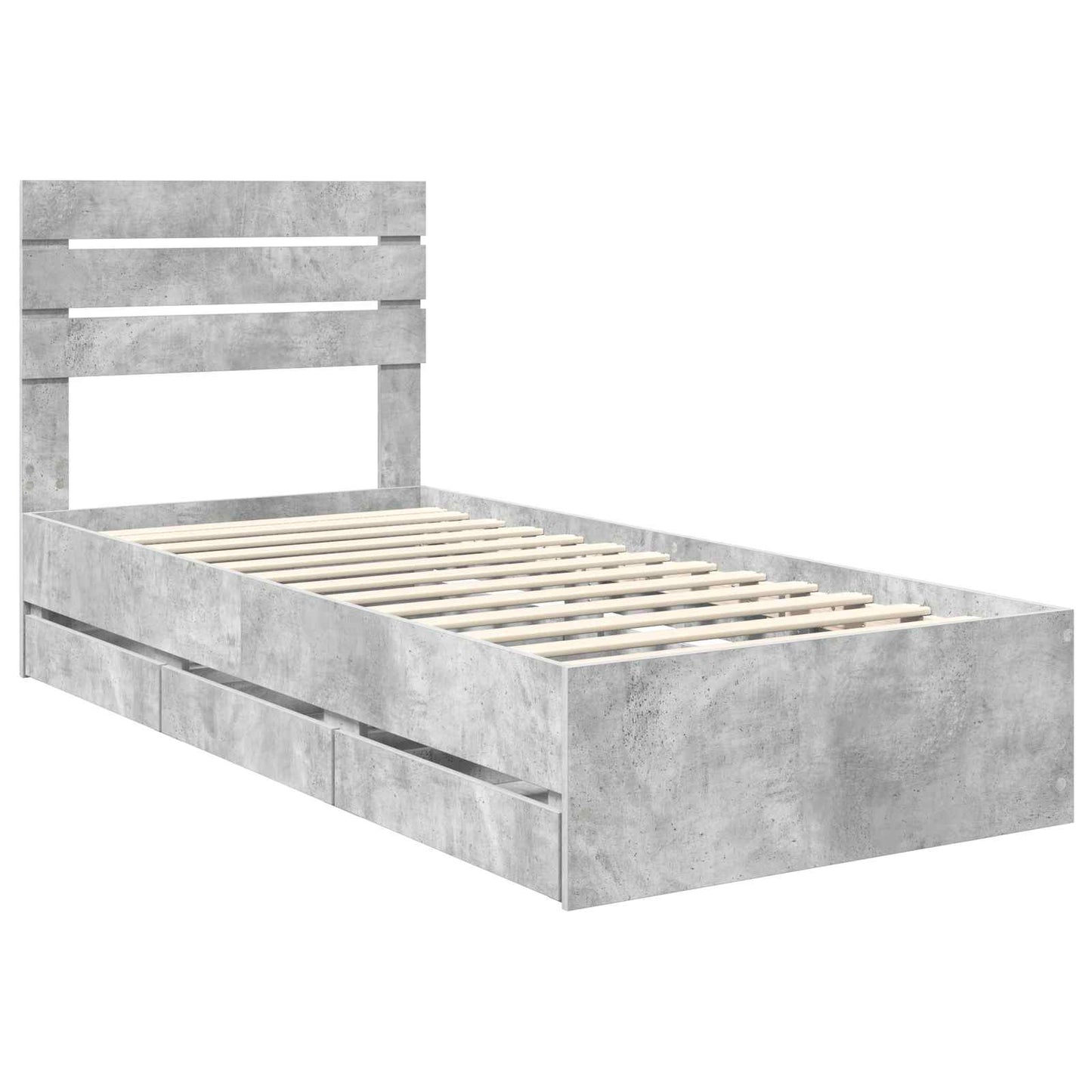 Bedframe met lade Beton Grijs 90 x 190 cm Ingenieurshout is nu te koop bij PeponiXL, paradijselijk wonen!