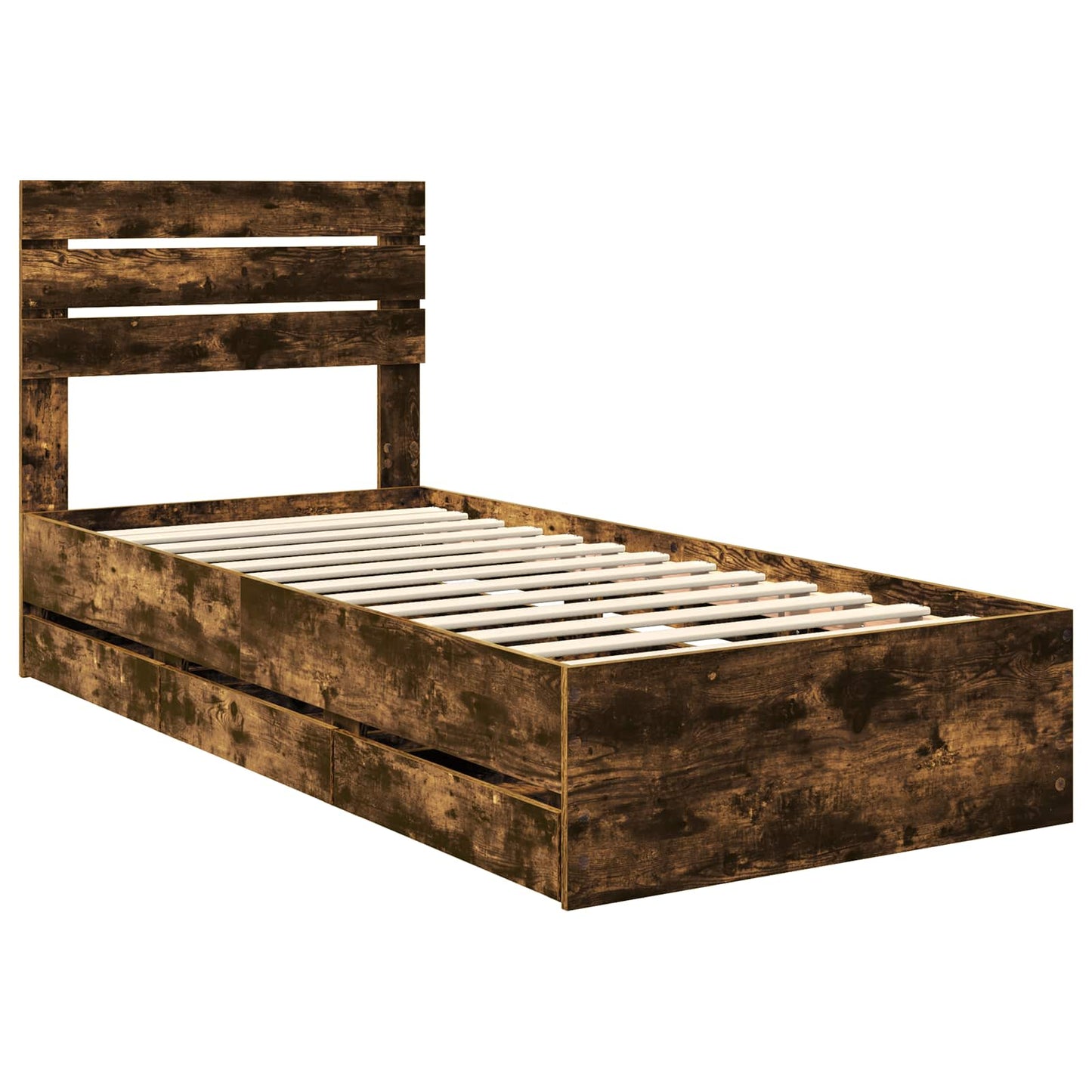 Bedframe met lade Gerookt eiken 90 x 190 cm Ingenieurshout is nu te koop bij PeponiXL, paradijselijk wonen!