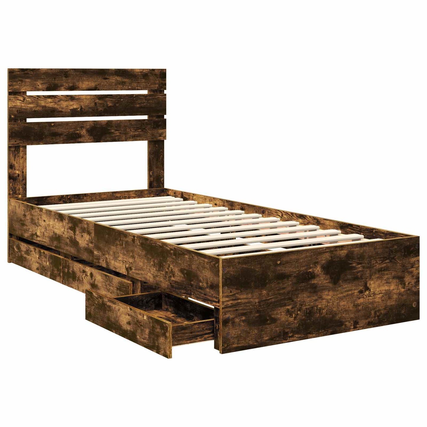 Bedframe met lade Gerookt eiken 90 x 190 cm Ingenieurshout is nu te koop bij PeponiXL, paradijselijk wonen!