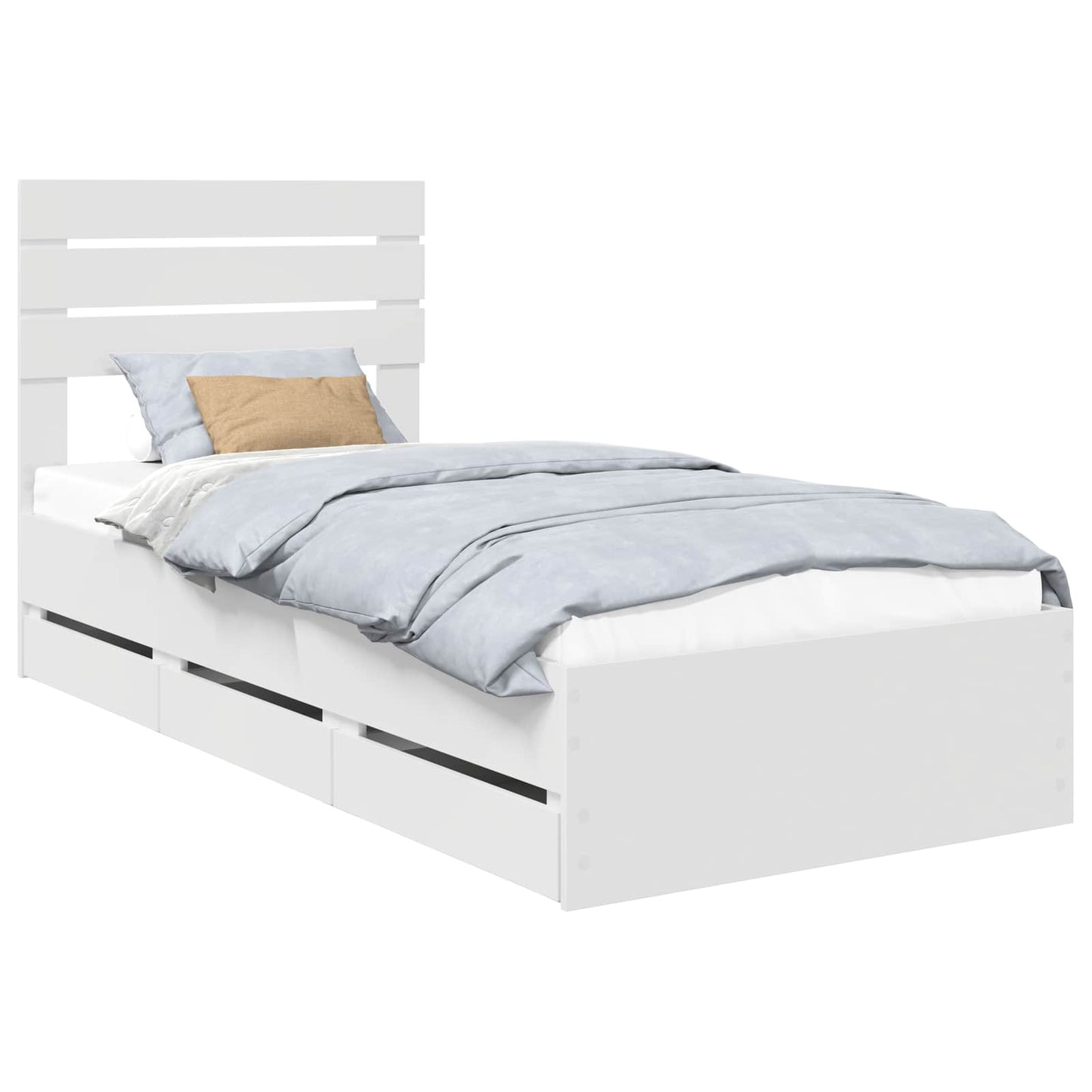 Bedframe met lade met hoofdeinde Wit 75 x 190 cm Ingenieurshout is nu te koop bij PeponiXL, paradijselijk wonen!