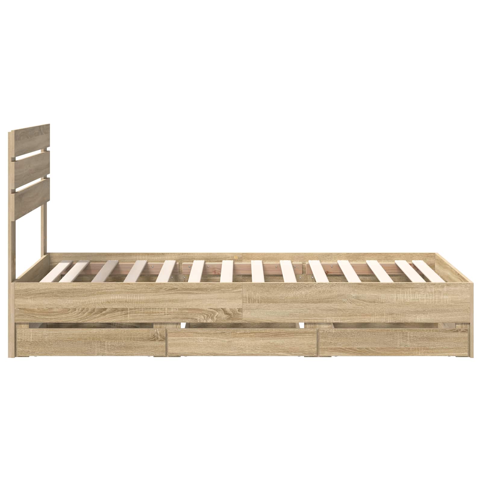 Bedframe met lade Sonoma Eiken 75 x 190 cm Ingenieurshout is nu te koop bij PeponiXL, paradijselijk wonen!