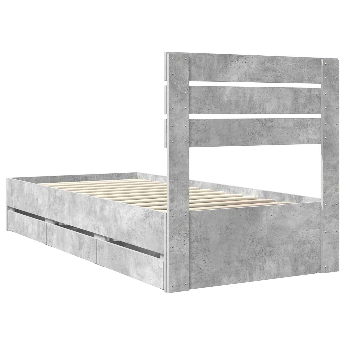 Bedframe met lade Beton Grijs 75 x 190 cm Ingenieurshout is nu te koop bij PeponiXL, paradijselijk wonen!