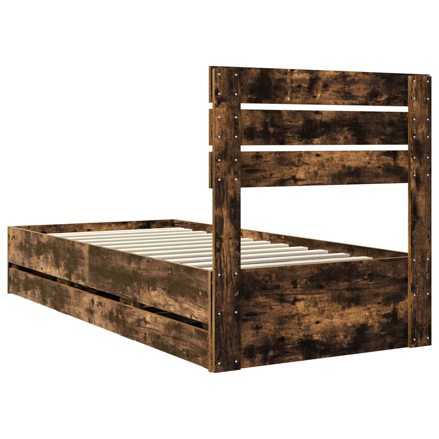 Bedframe met lade Gerookt eiken 75 x 190 cm Ingenieurshout is nu te koop bij PeponiXL, paradijselijk wonen!