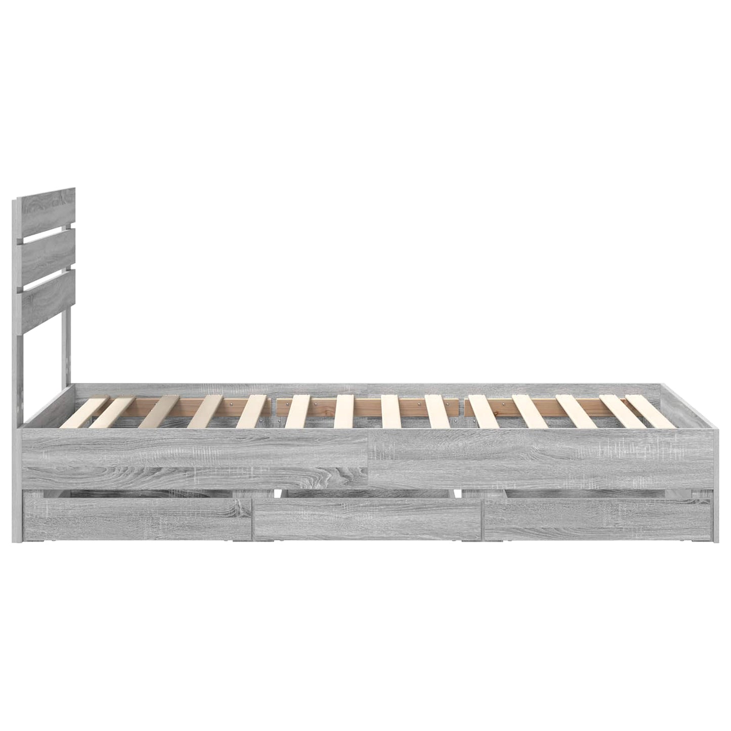 Bedframe met lade Grijs Sonoma 75 x 190 cm Ingenieurshout is nu te koop bij PeponiXL, paradijselijk wonen!