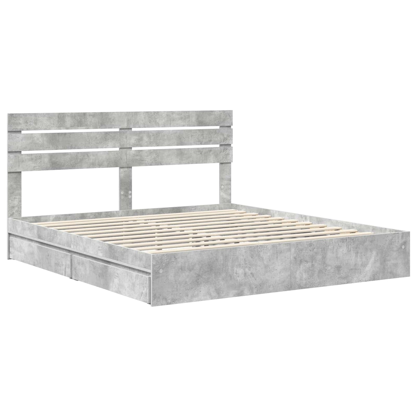 Opslag bed met hoofdeinde Beton Grijs 200 x 200 cm Bewerkt hout is nu te koop bij PeponiXL, paradijselijk wonen!