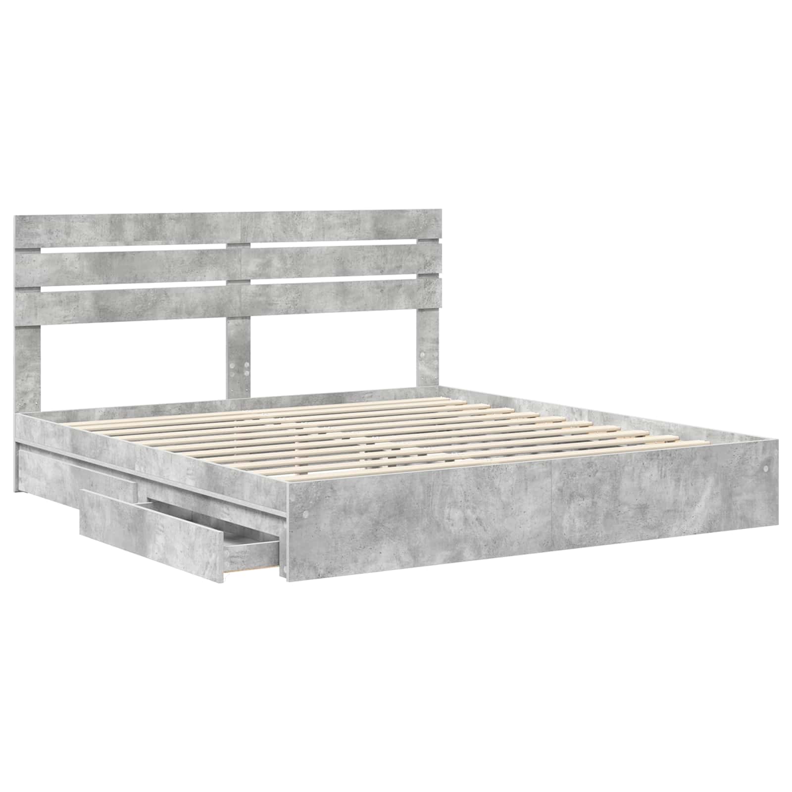 Opslag bed met hoofdeinde Beton Grijs 200 x 200 cm Bewerkt hout is nu te koop bij PeponiXL, paradijselijk wonen!