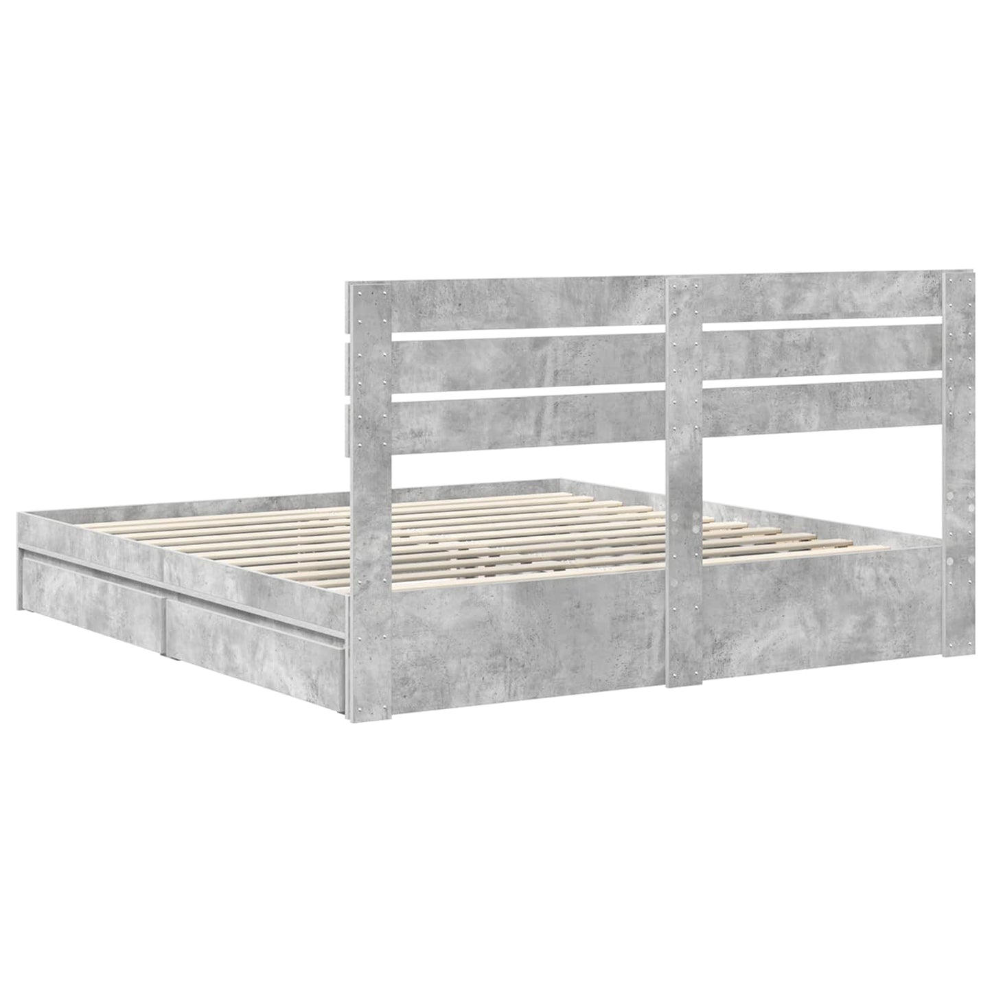 Opslag bed met hoofdeinde Beton Grijs 200 x 200 cm Bewerkt hout is nu te koop bij PeponiXL, paradijselijk wonen!