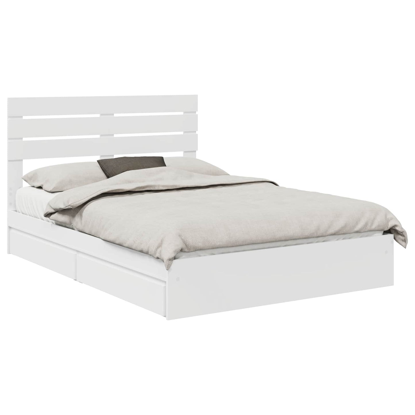 Opslag bed met hoofdeinde Wit 150 x 200 cm Bewerkt hout is nu te koop bij PeponiXL, paradijselijk wonen!