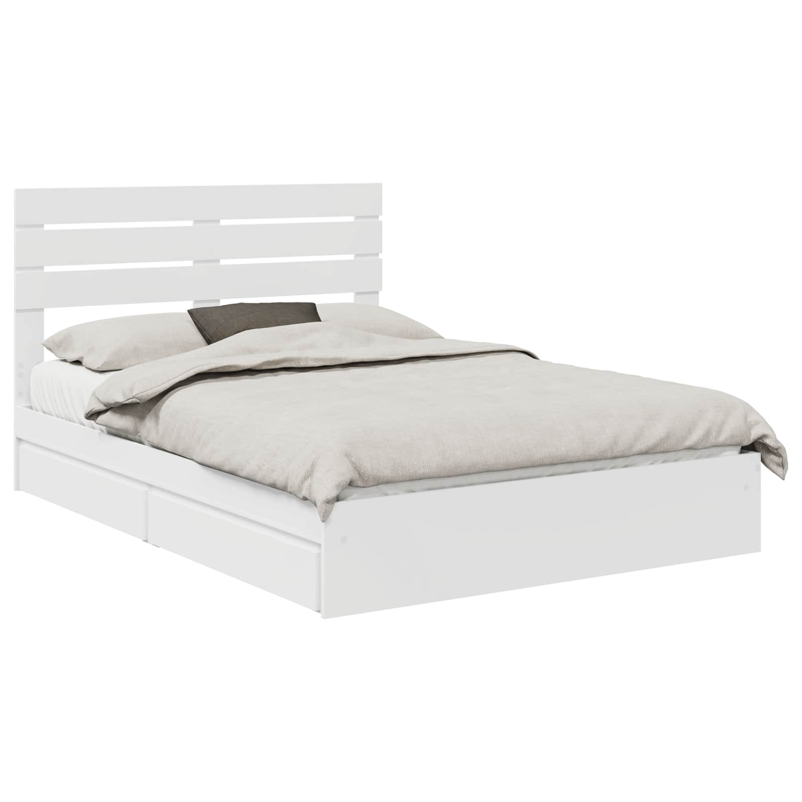 Opslag bed met hoofdeinde Wit 150 x 200 cm Bewerkt hout is nu te koop bij PeponiXL, paradijselijk wonen!