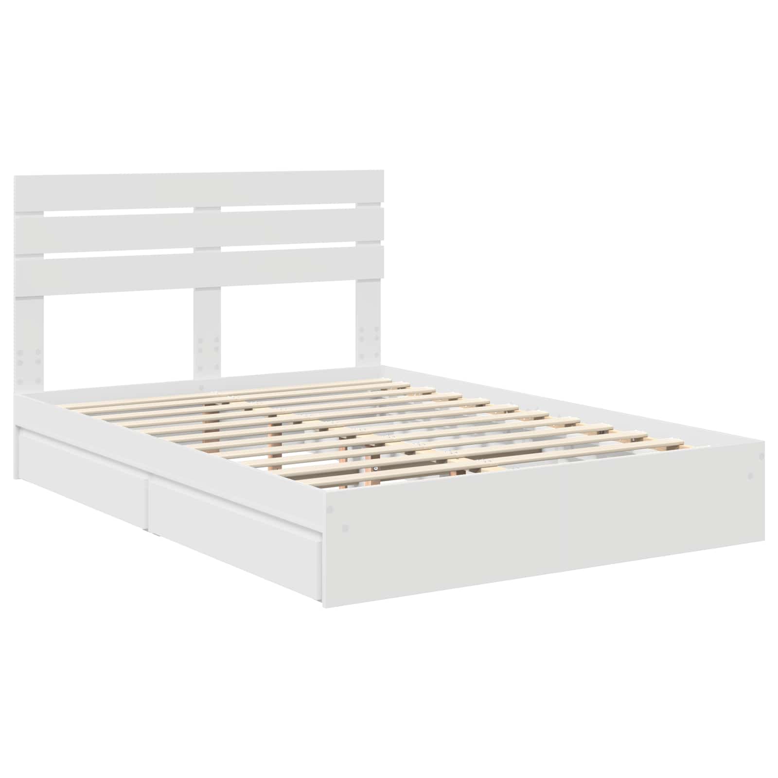 Opslag bed met hoofdeinde Wit 150 x 200 cm Bewerkt hout is nu te koop bij PeponiXL, paradijselijk wonen!