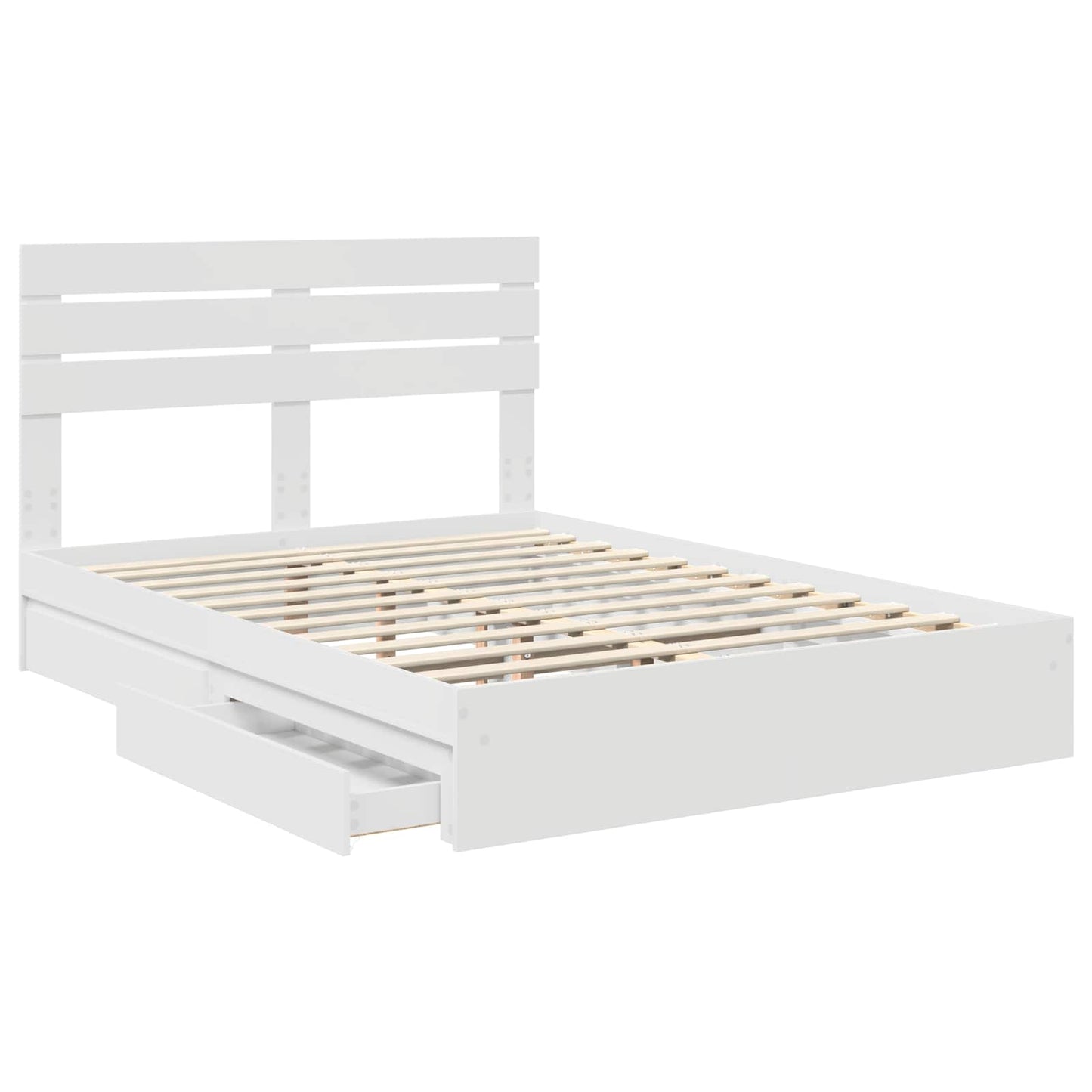 Opslag bed met hoofdeinde Wit 150 x 200 cm Bewerkt hout is nu te koop bij PeponiXL, paradijselijk wonen!
