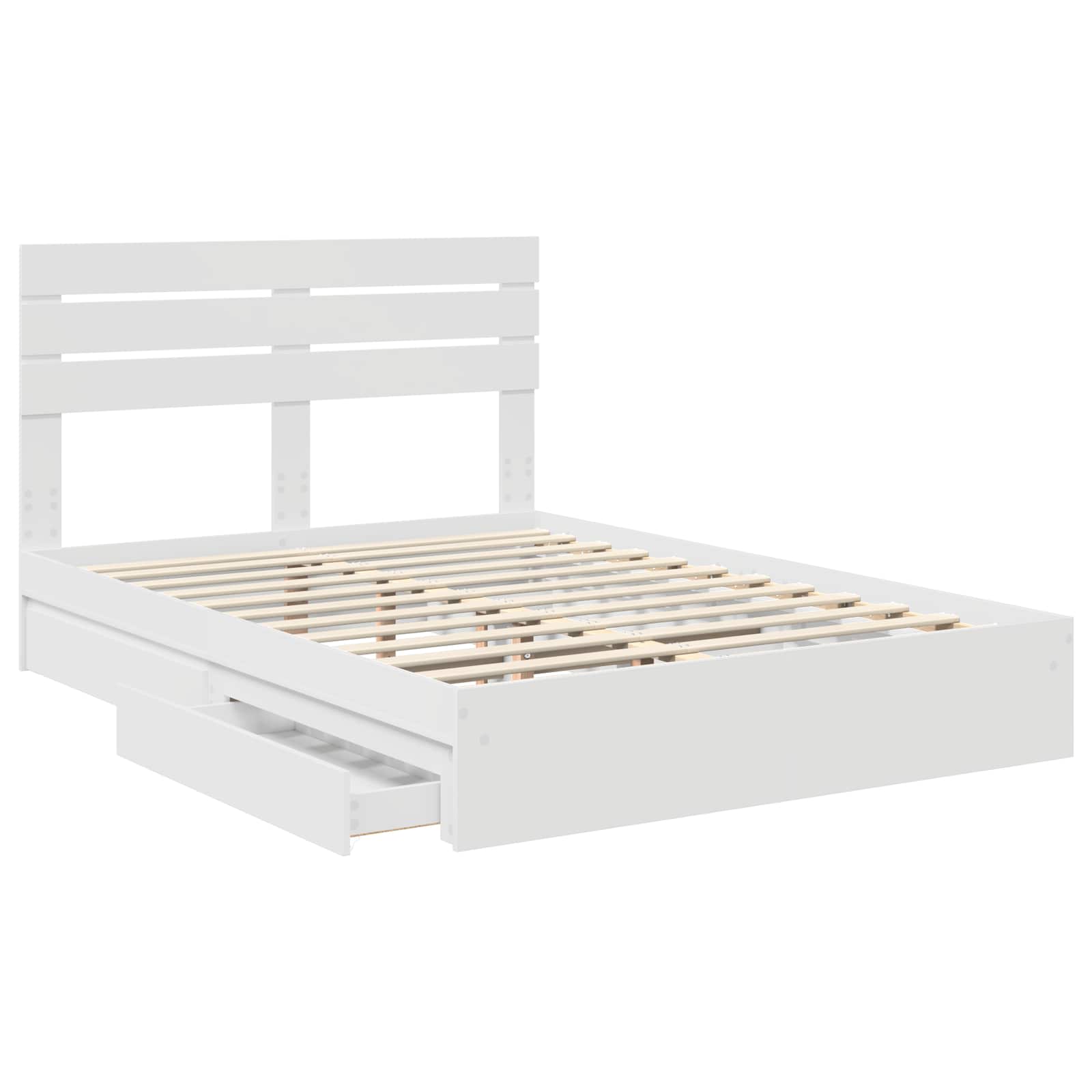 Opslag bed met hoofdeinde Wit 150 x 200 cm Bewerkt hout is nu te koop bij PeponiXL, paradijselijk wonen!